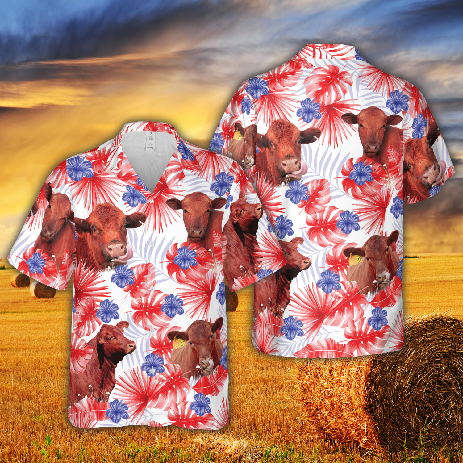 American Colors Red Angus Hawaiian Shirt