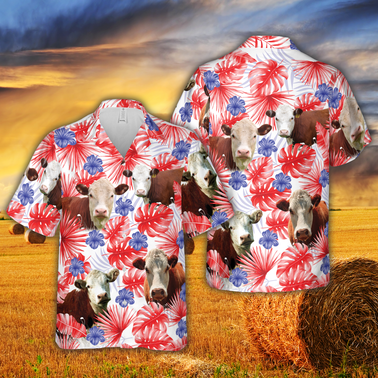 American Colors Herefold Cattle Hawaiian Shirt
