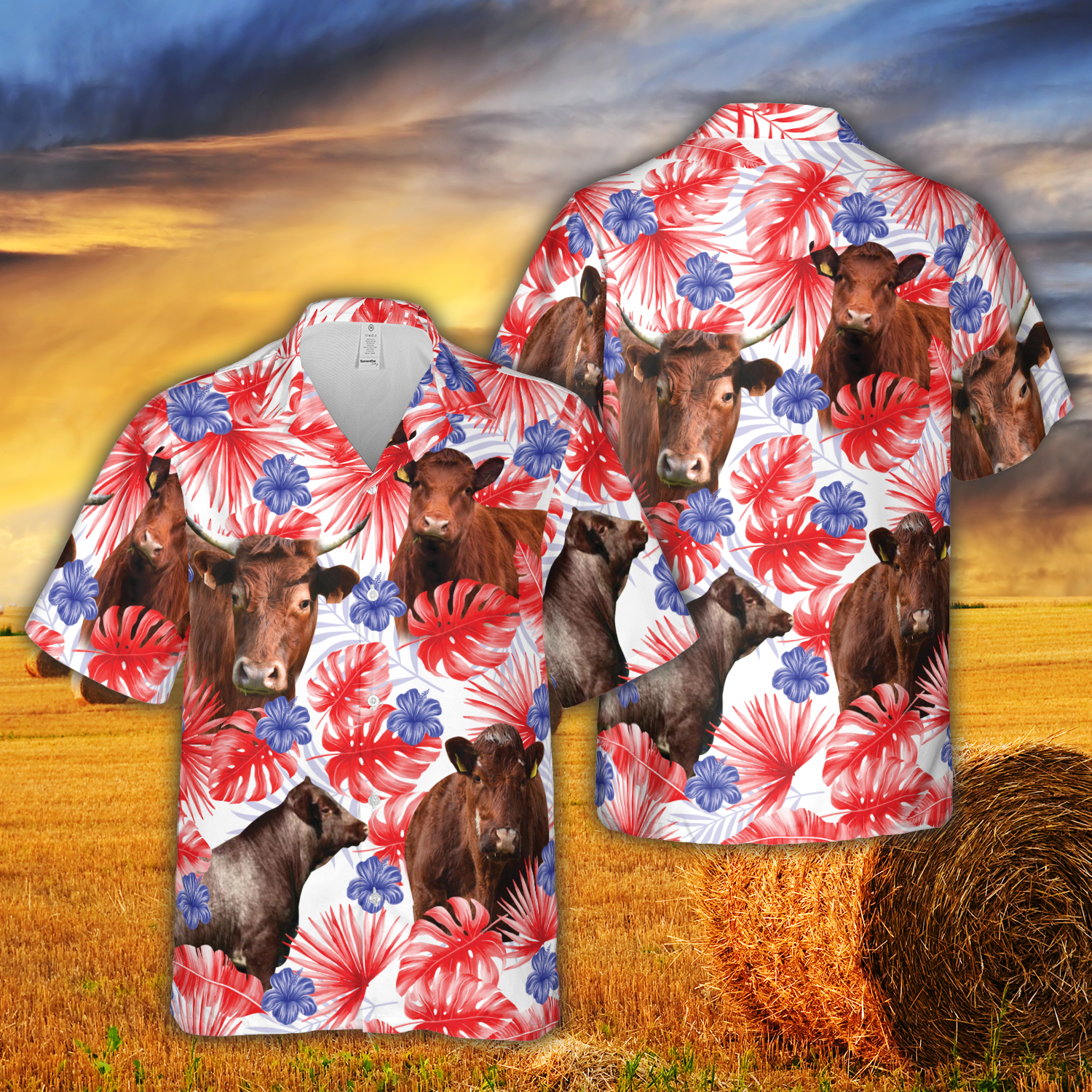 American Colors Shorthorn Cattle Hawaiian Shirt