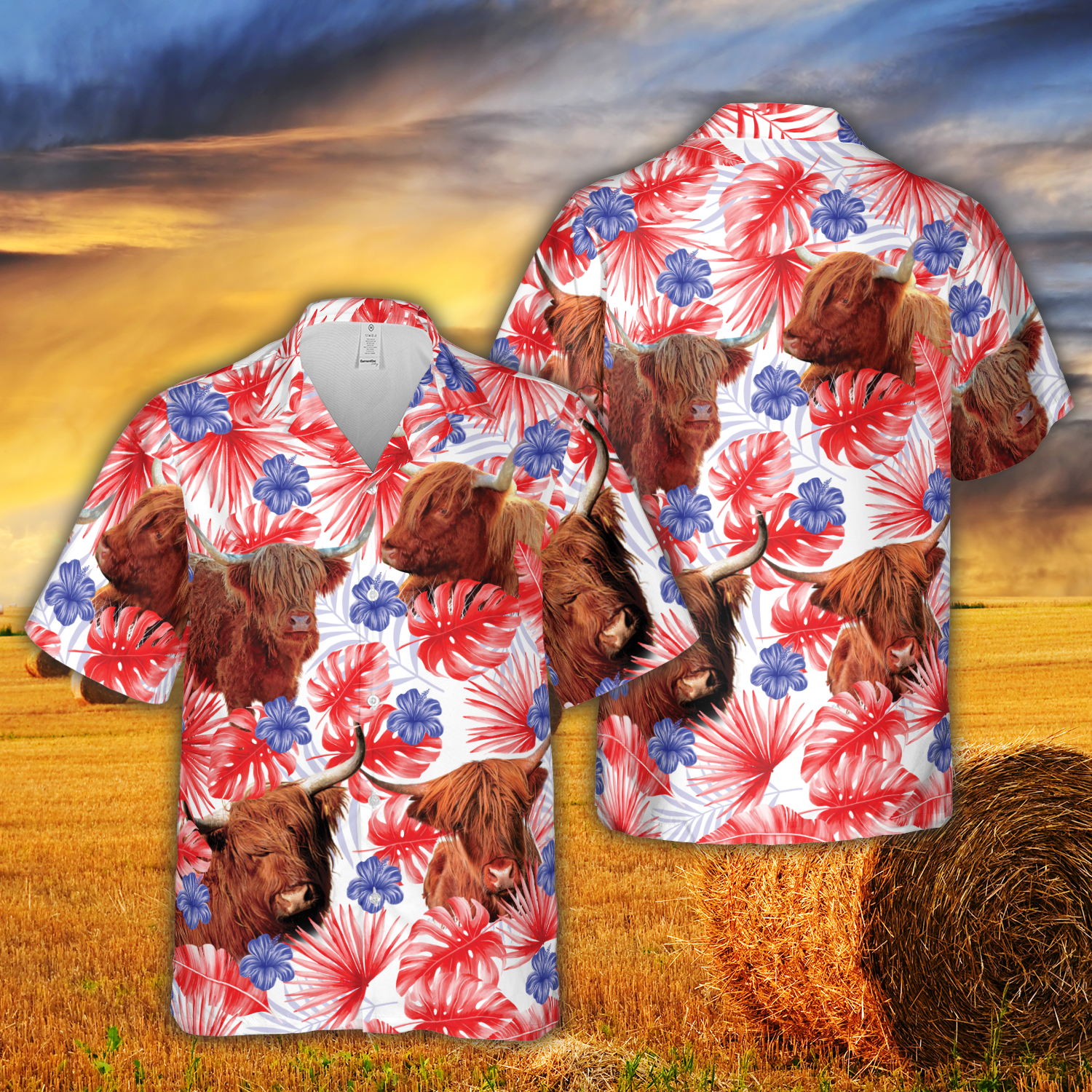 American Colors Highland Cattle Hawaiian Shirt
