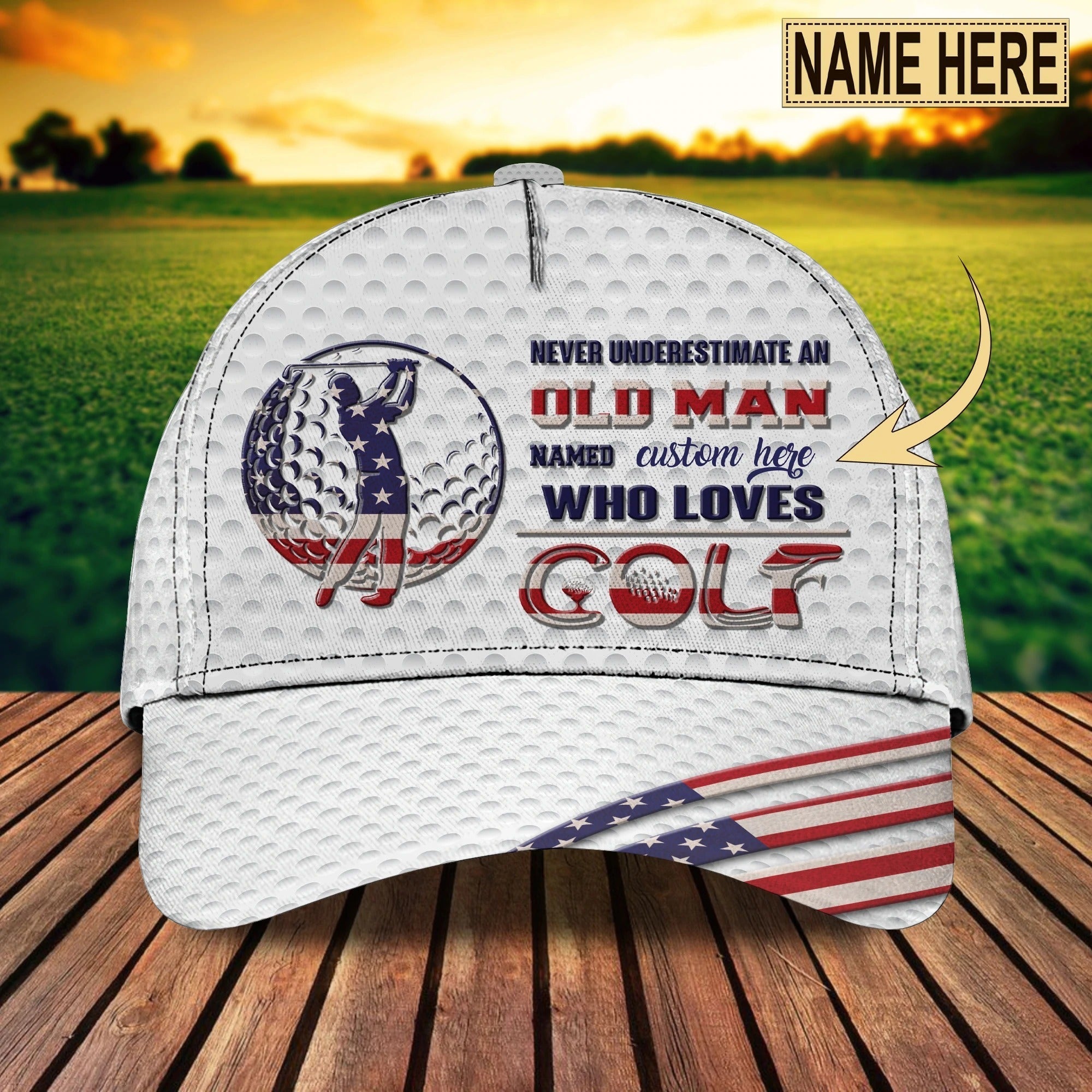 Personalized With Name A 3D Classic Cap For Dad Golfer/ Father Day Cap For Dad Golf/ Dad Golfer Gift