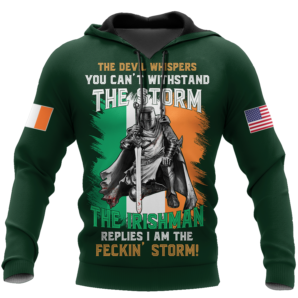 The Devil Whispers You Can''t Withstand The Storm The Irish Man Replies I Am The Feckin'' Storm Patrick''s Day Shirt