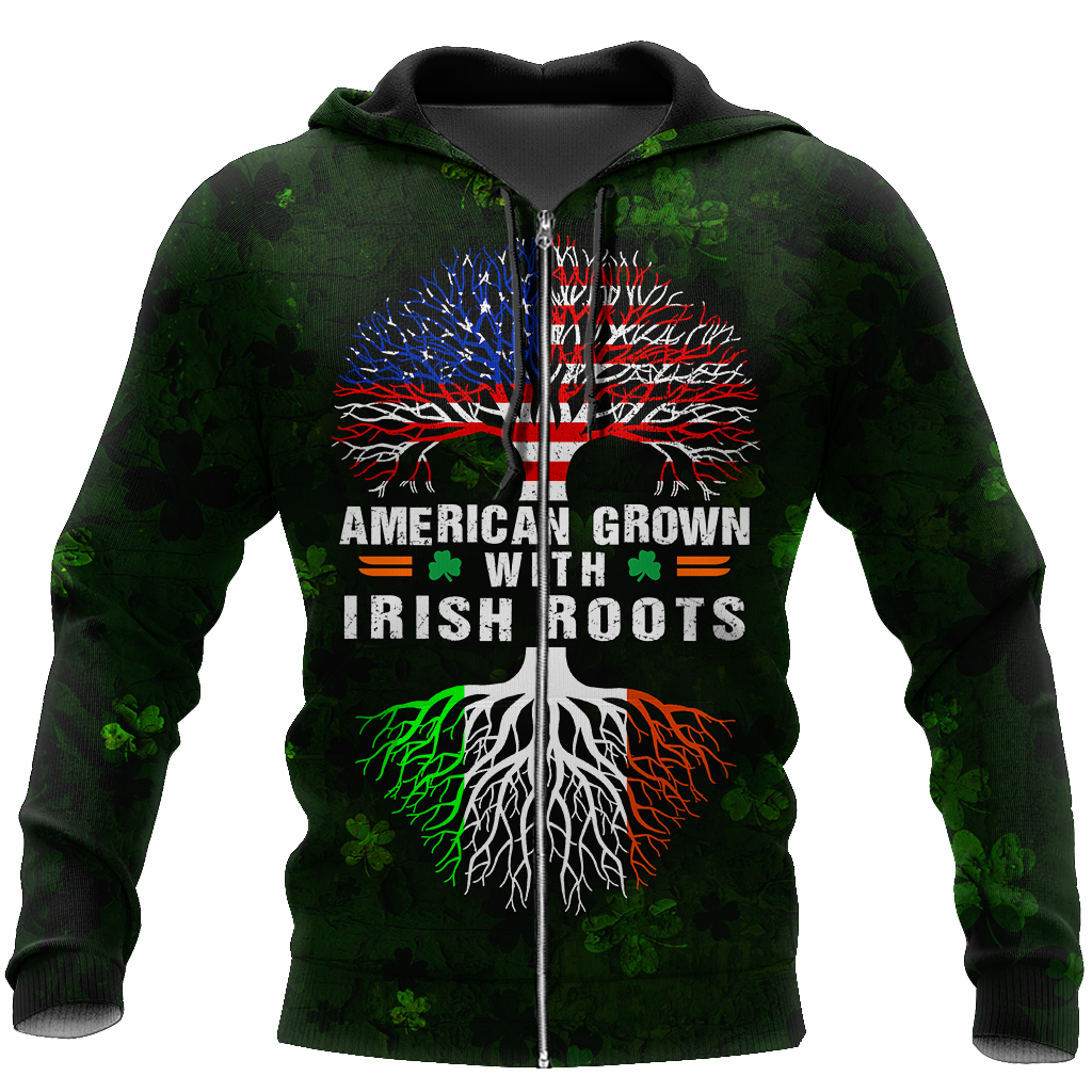 American Grown With Irish Roots Tree of Life 3D Shirt/ St Patrick