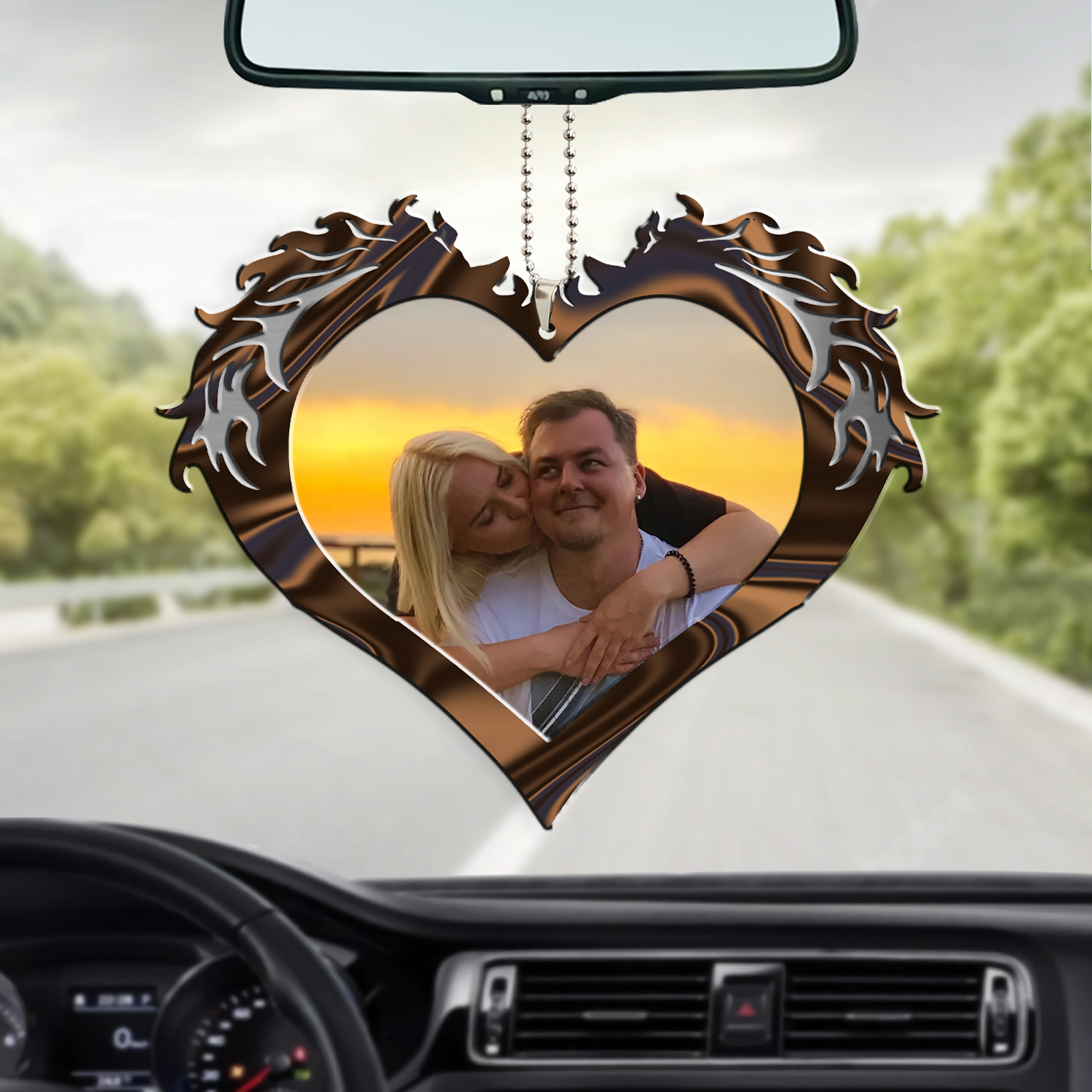 Heart Of Couple Horse God Blessed Personalized Two Sided Ornament/ Couple Ornament For Car/ Car Hanging Ornament