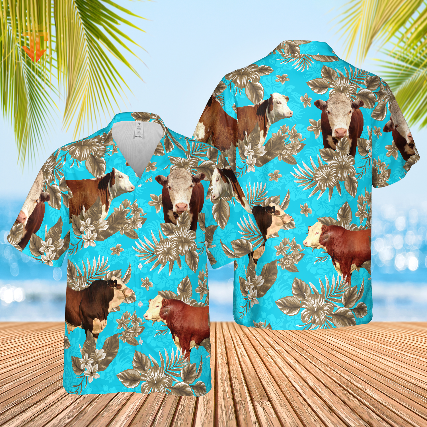 Hereford Cattle Lovers Aloha Pattern All Over Printed 3D Hawaiian Shirt