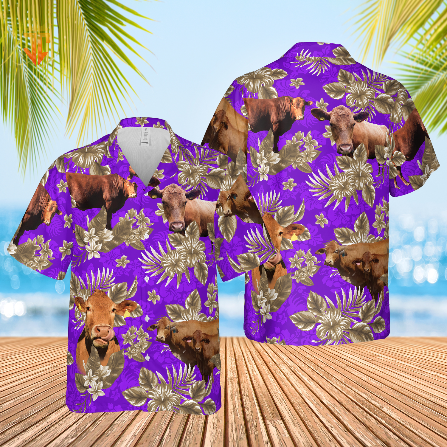 Red Angus Cattle Lovers Aloha Pattern All Over Printed 3D Hawaiian Shirt