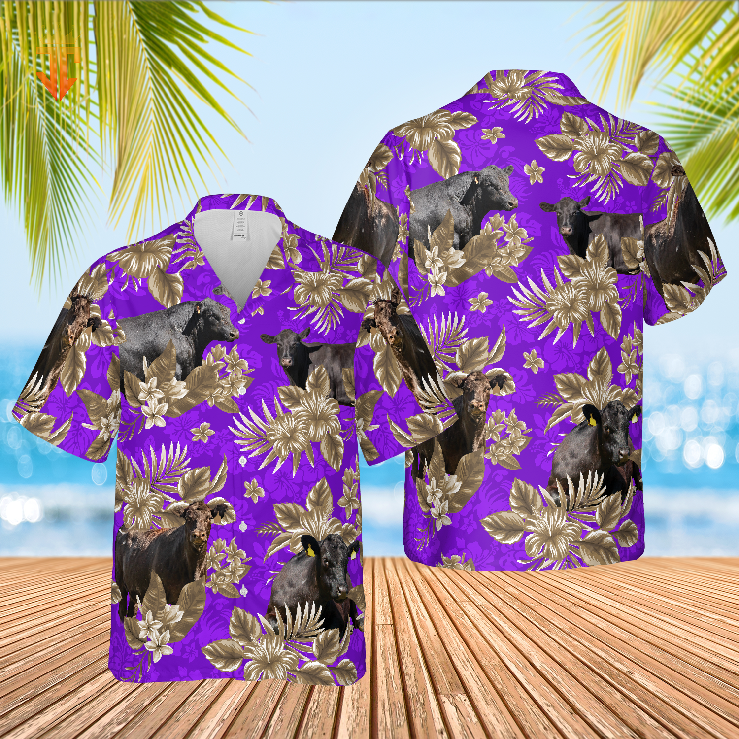 Black Angus Cattle Lovers Aloha Pattern All Over Printed 3D Hawaiian Shirt