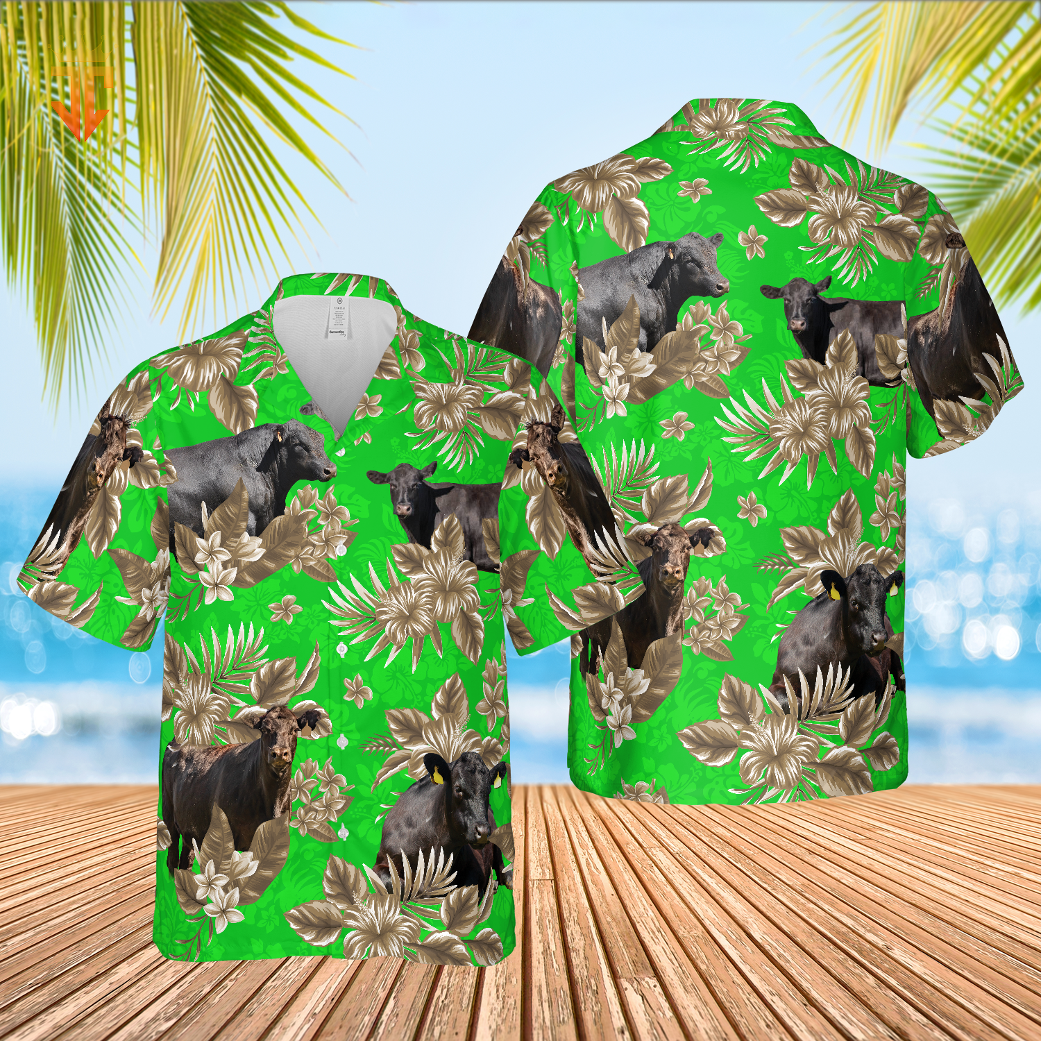 Black Angus Cattle Lovers Aloha Pattern All Over Printed 3D Hawaiian Shirt