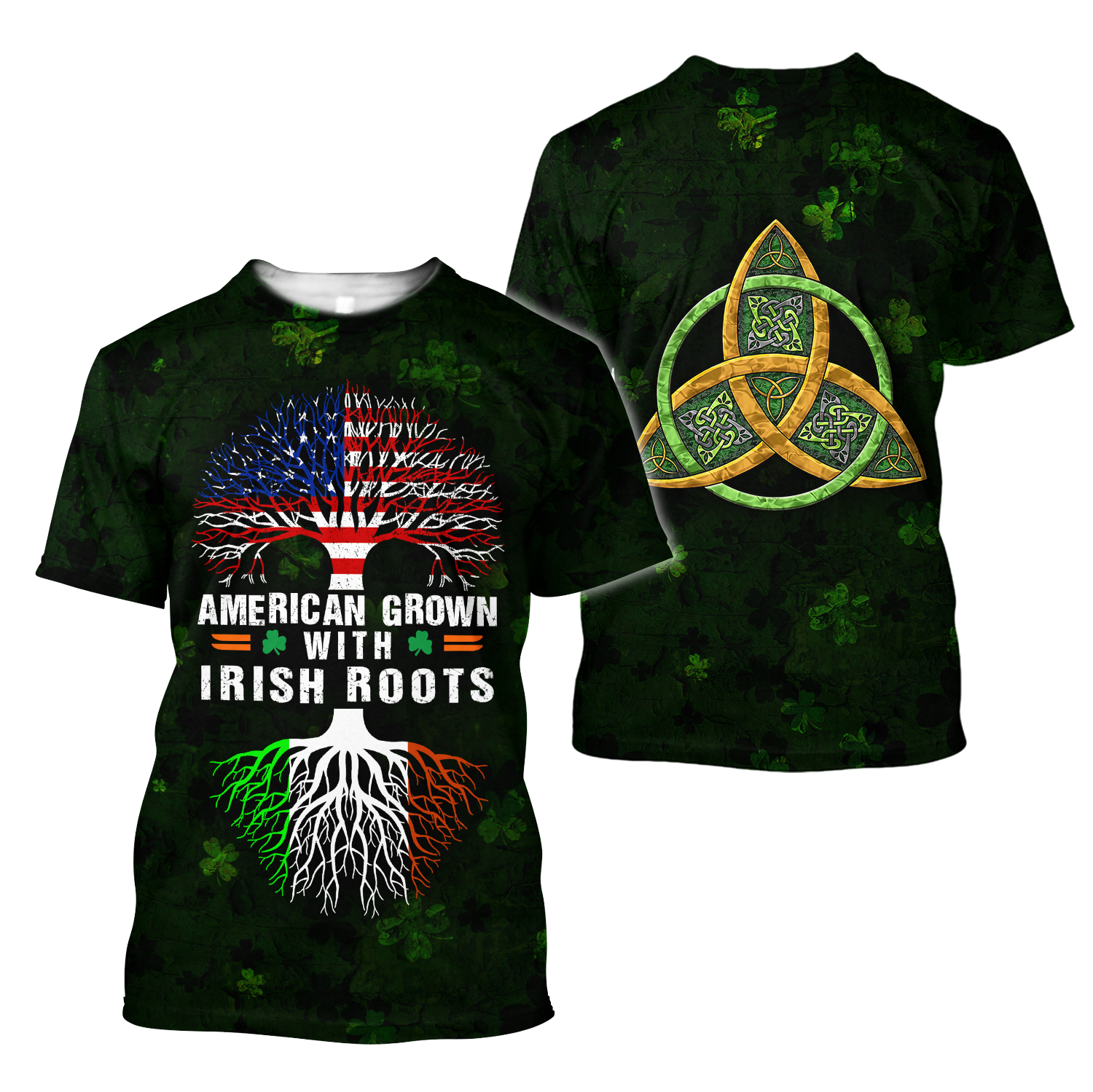 American Grown With Irish Roots Tree of Life 3D Shirt/ St Patrick