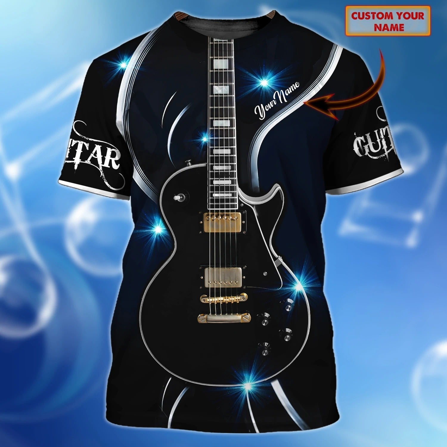 Customized With Name 3D All Over Print Guitar Shirts Electric Guitar Tee 3D Birthday Gift For Guitar Lover
