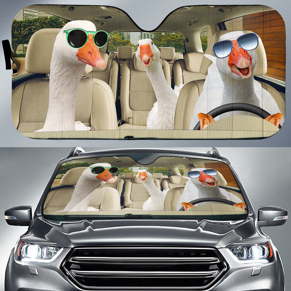 All Over Printed 3D Goose Car Sun Shade/ Funny Summer Sunshade For Car