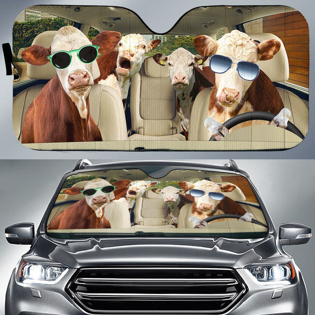 Hereford Cattle All Over Printed Car Sun Shade Cover/ Best Car Sunshade For Summer