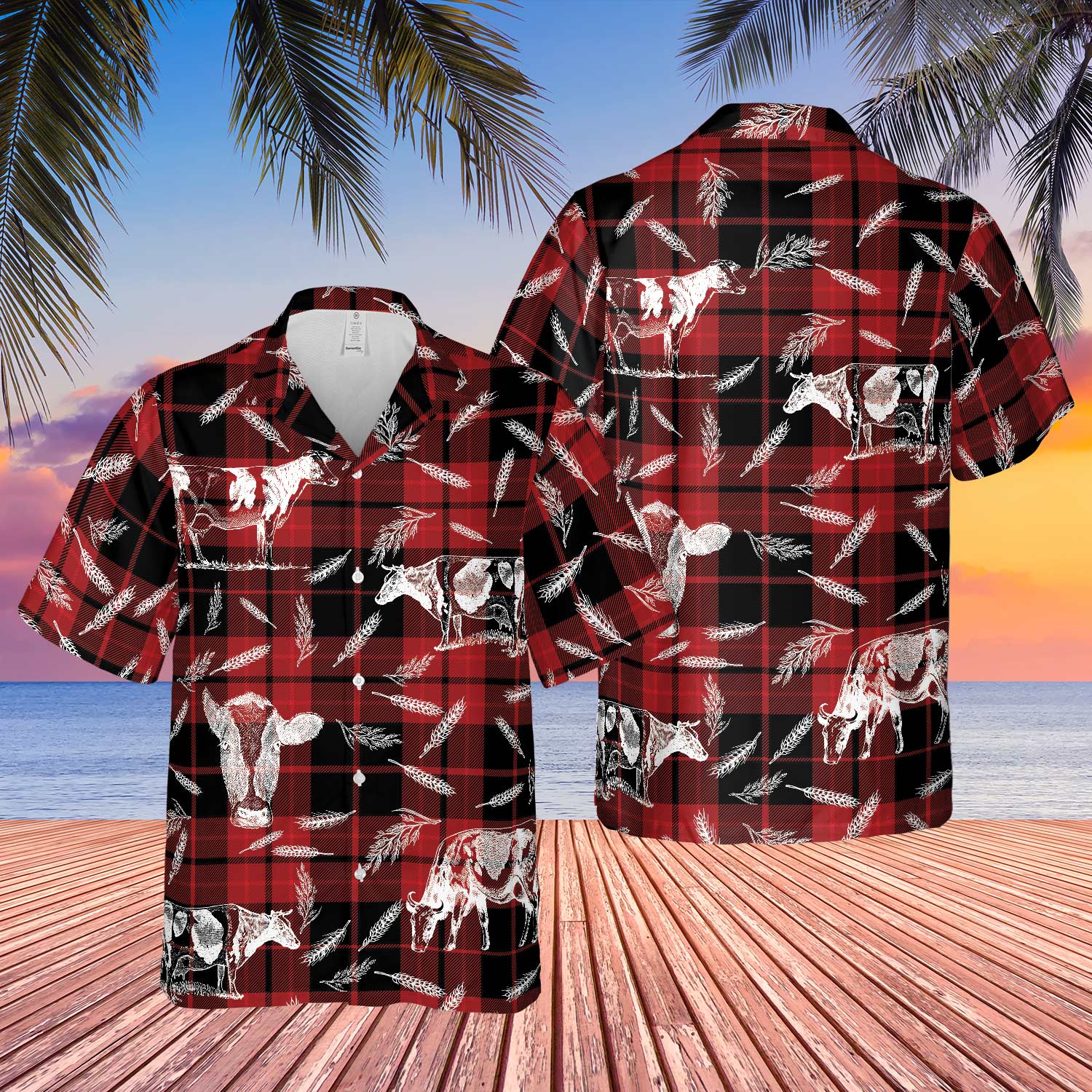 Plaid Pattern Holstein All Over Printed 3D Hawaiian Shirt