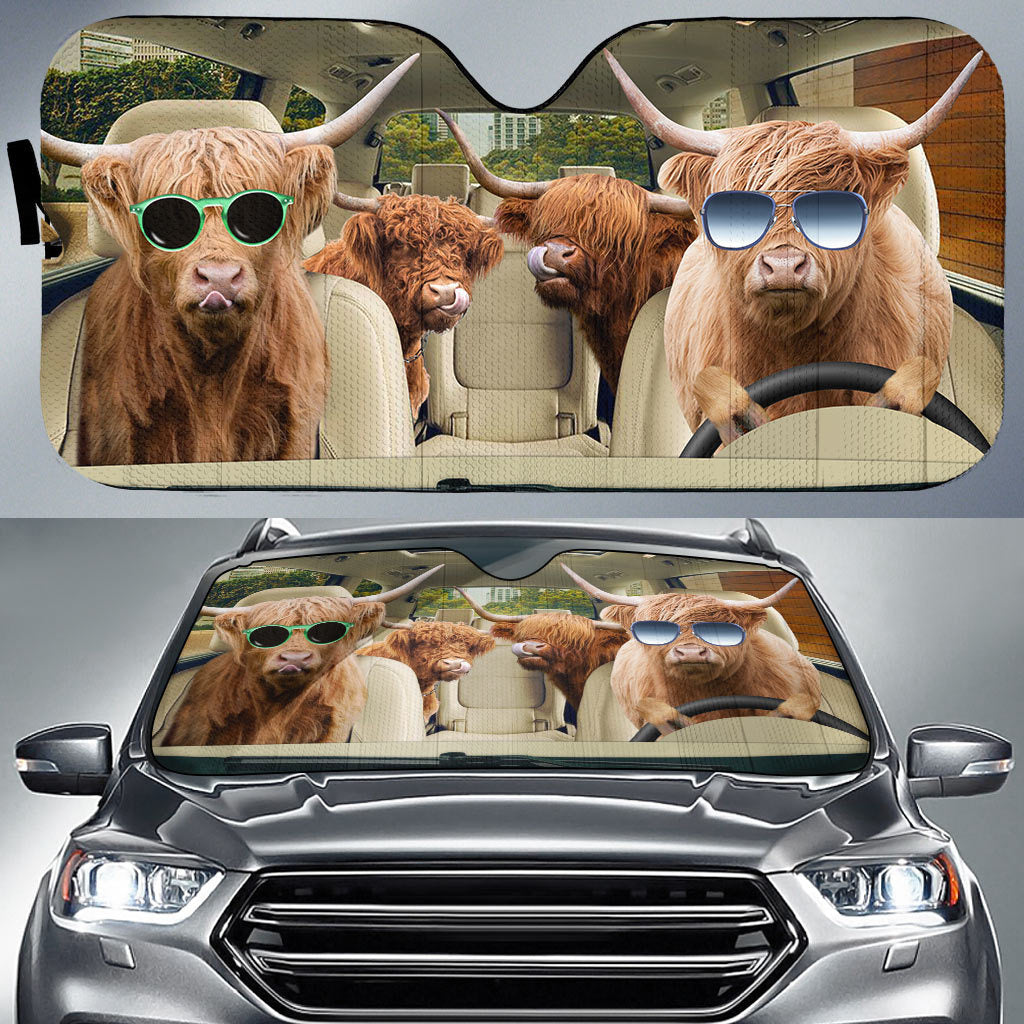 Highland Cattle Car Sun Shade Cover/ Gift For Cattle Lovers