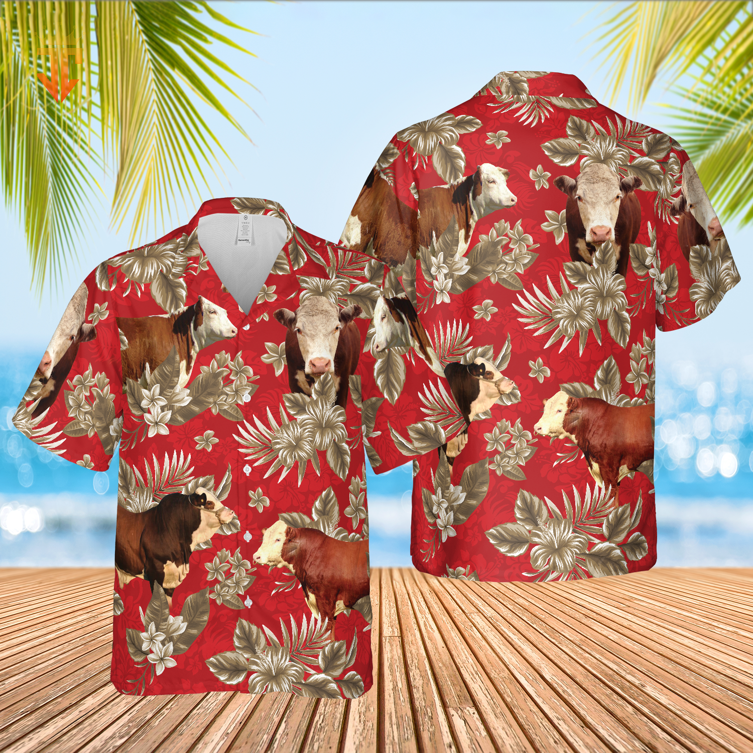 Hereford Cattle Lovers Aloha Pattern All Over Printed 3D Hawaiian Shirt