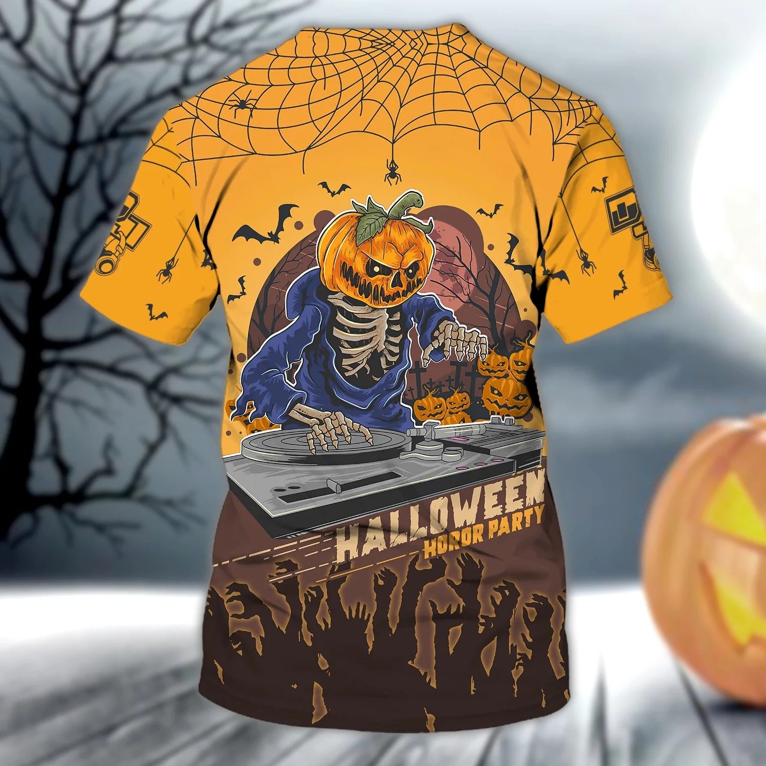 Custom 3D Halloween Honor Party DJ Tee Shirt/ Skeleton Halloween Funny Shirts