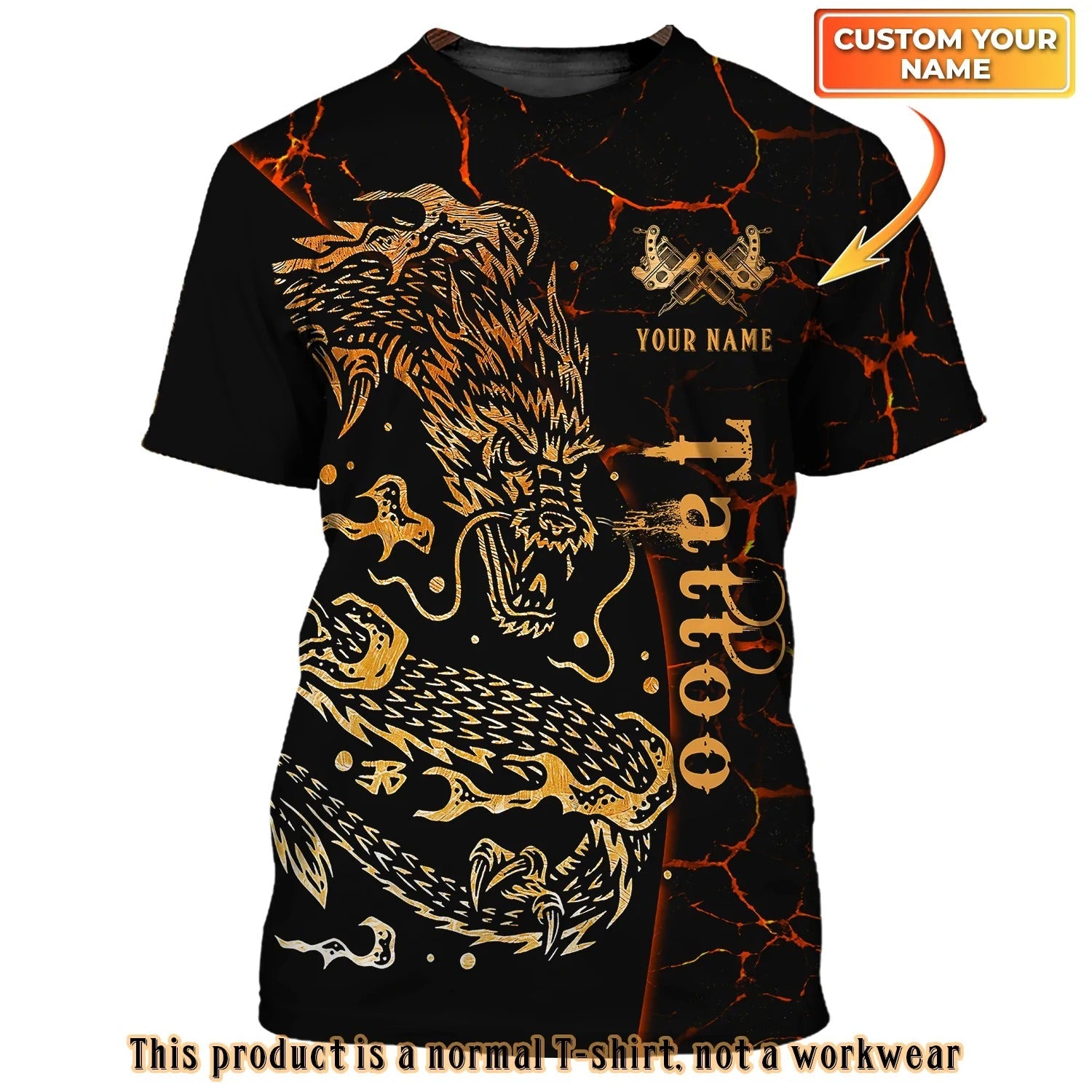 Personalized With Name Dragon Tattoo Tshirt/ Gift For Dragon Lover/ Dragon Shirt Tattoo Tee 3D