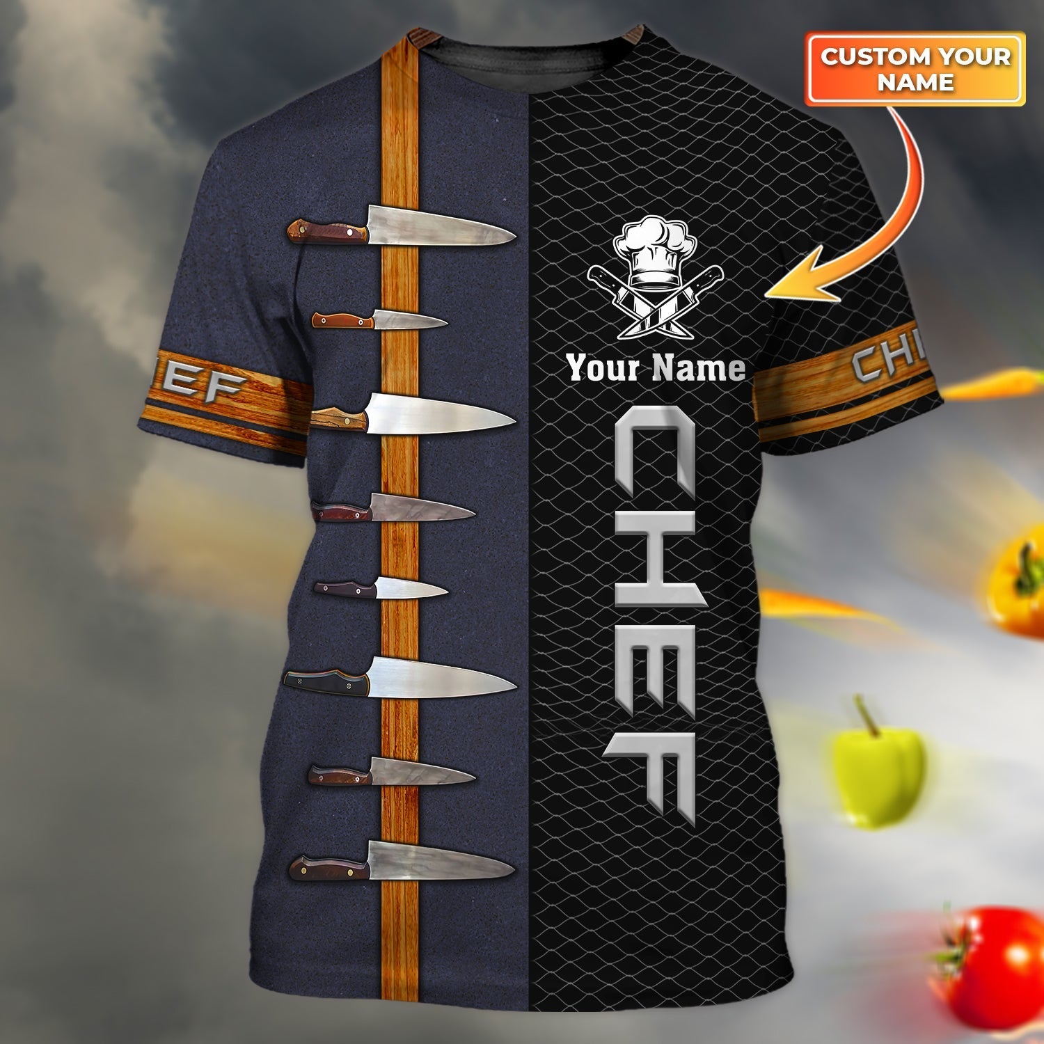 Custom With Name 3D Full Print Chef Shirt/ Chef With Knife Shirt/ Gift For Dad Chef
