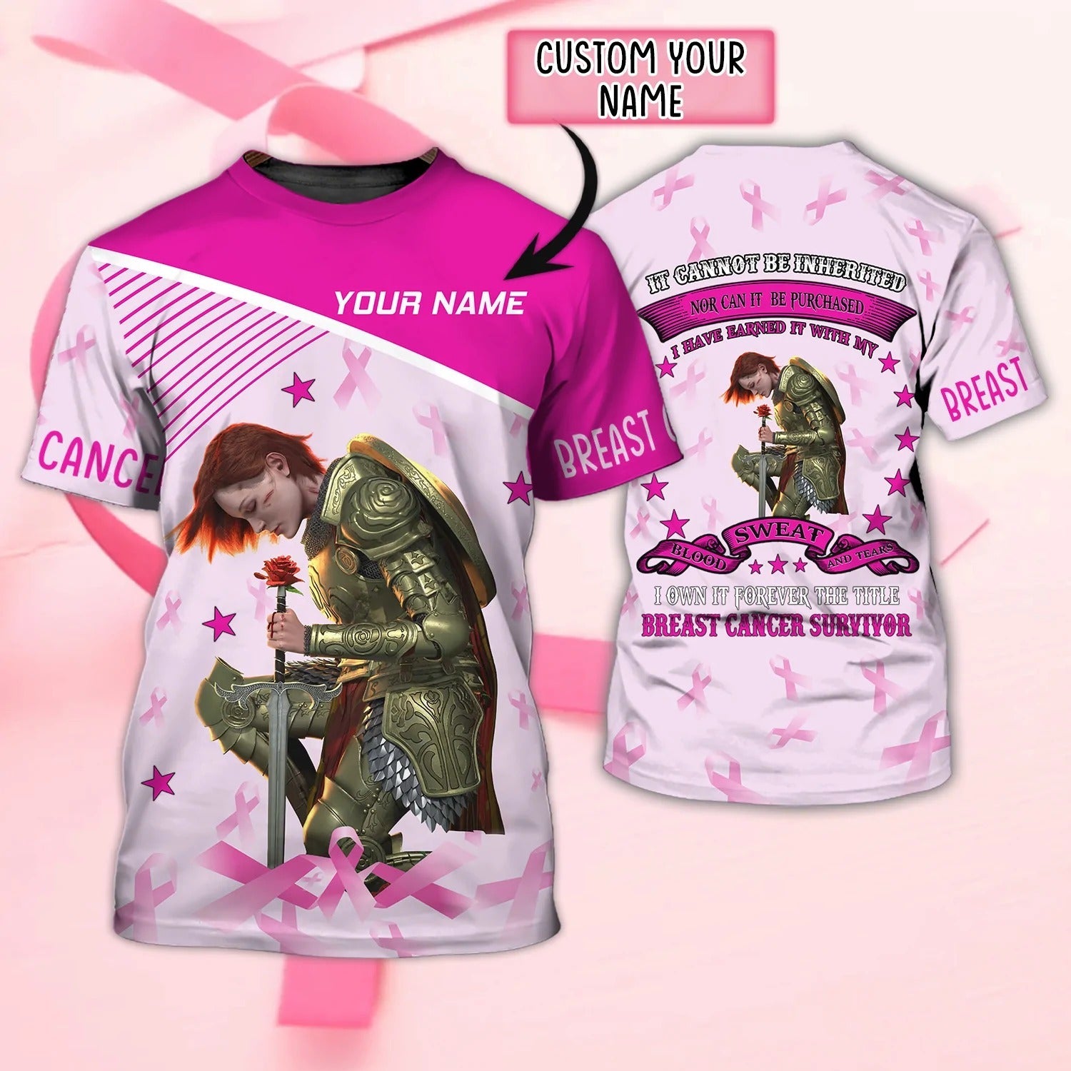 Custom Breast Cancer Women Shirt/ Breast Cancer Awareness Warrior Tshirt/ Gift For Breast Cancer Survivor