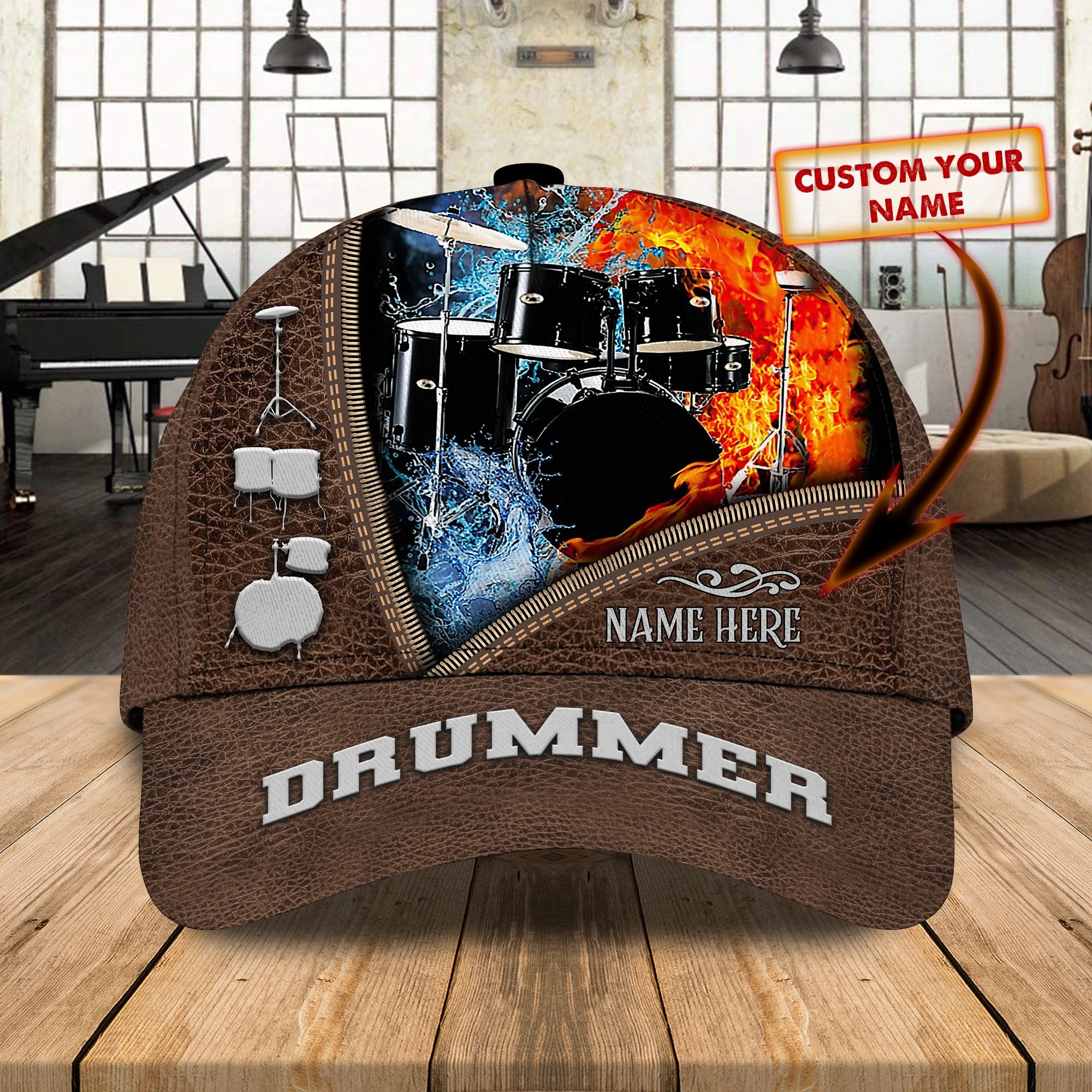 Personalized Drum Baseball Cap For Man And Woman/ Birthday Present To Drummer/ Drummer Summer Cap Hat