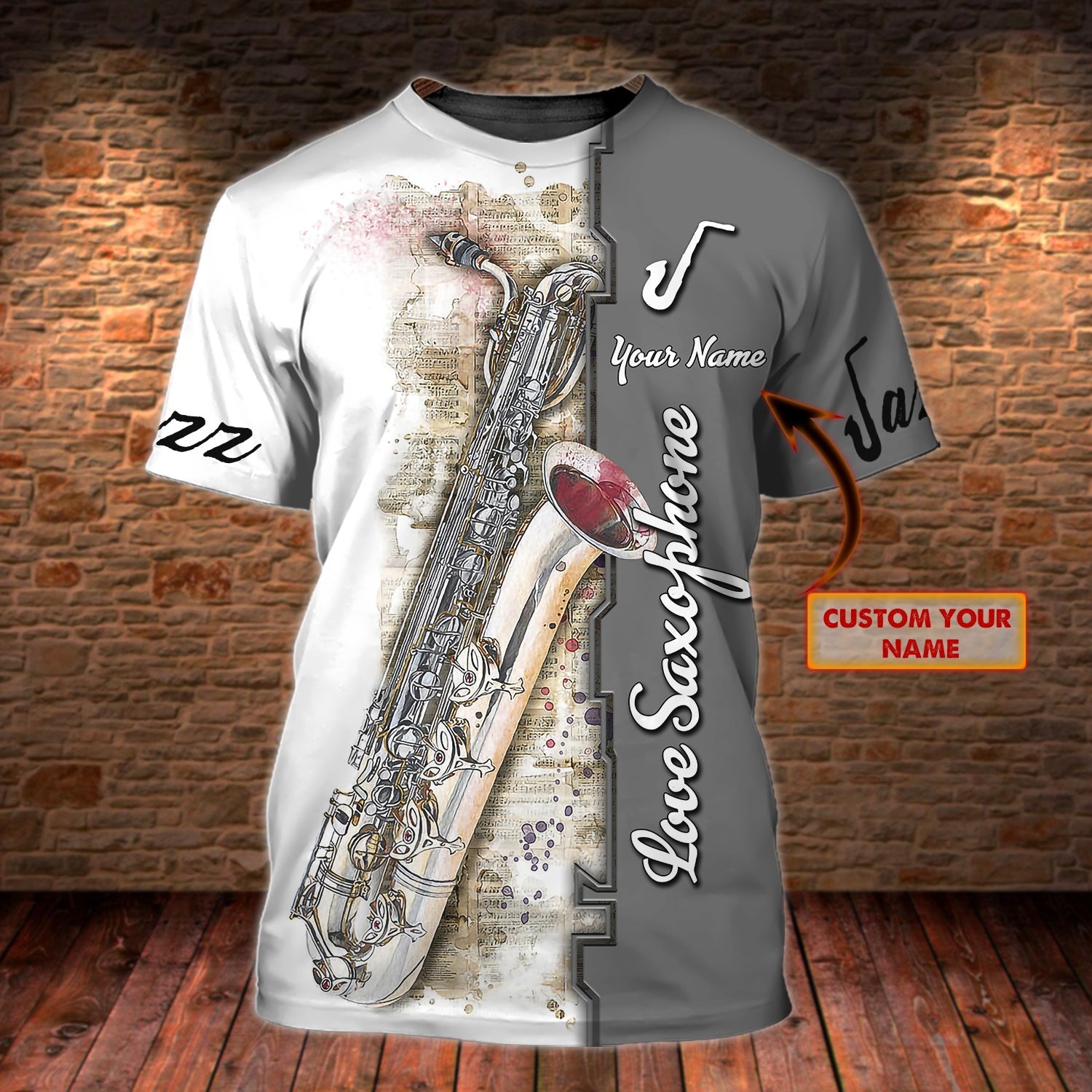 Personalized Name 3D Tshirt Saxophone For Musican/ Saxophone Lover 3D All Printed Shirts