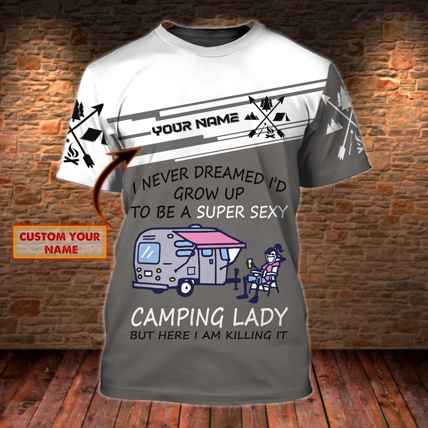 Camping Lady 3D Shirt/ Custom Women Camping Shirt/ Camping Shirts Womens