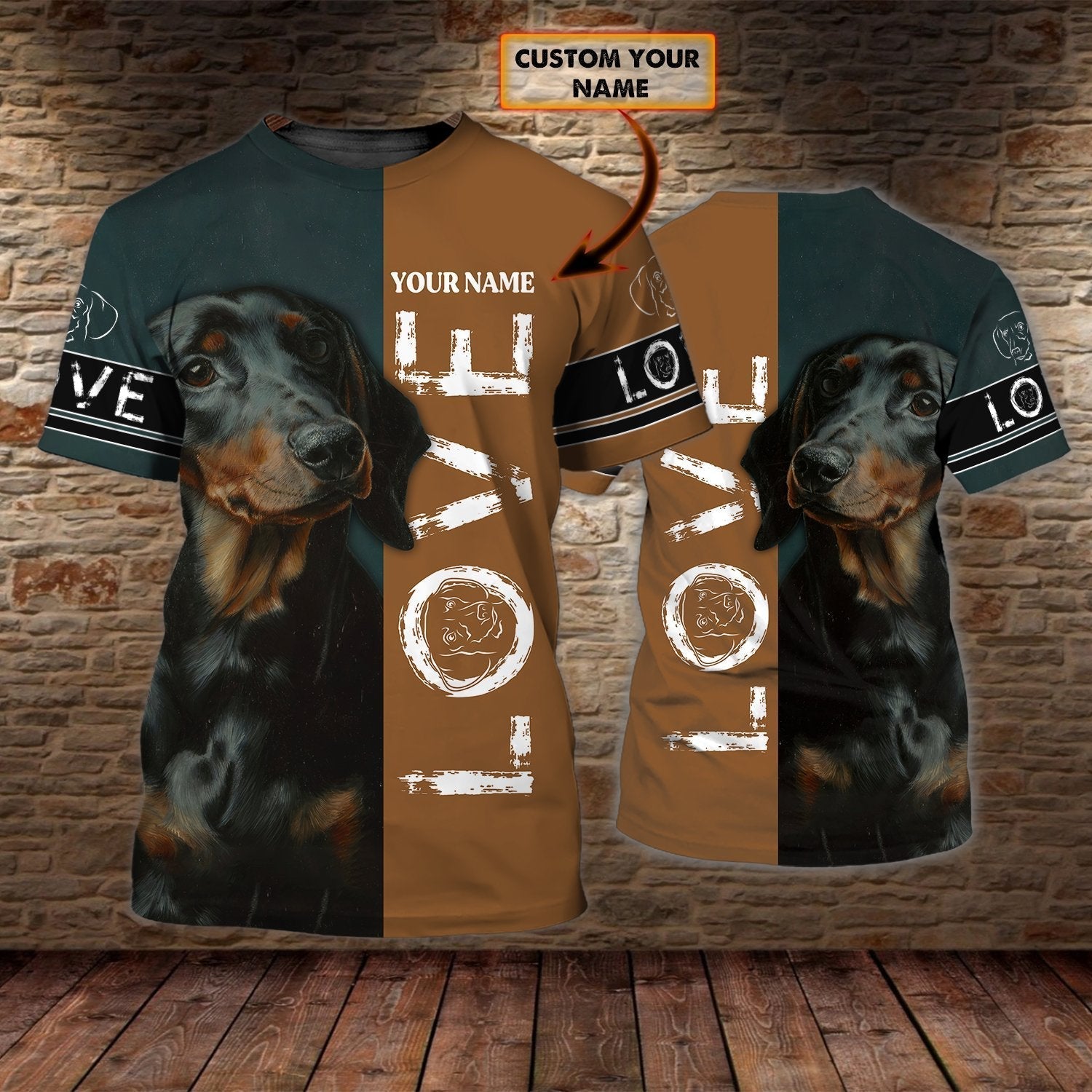 Personalized Name 3D Tshirt Love Dachshund/ Gift For Dog Dachshund Lovers