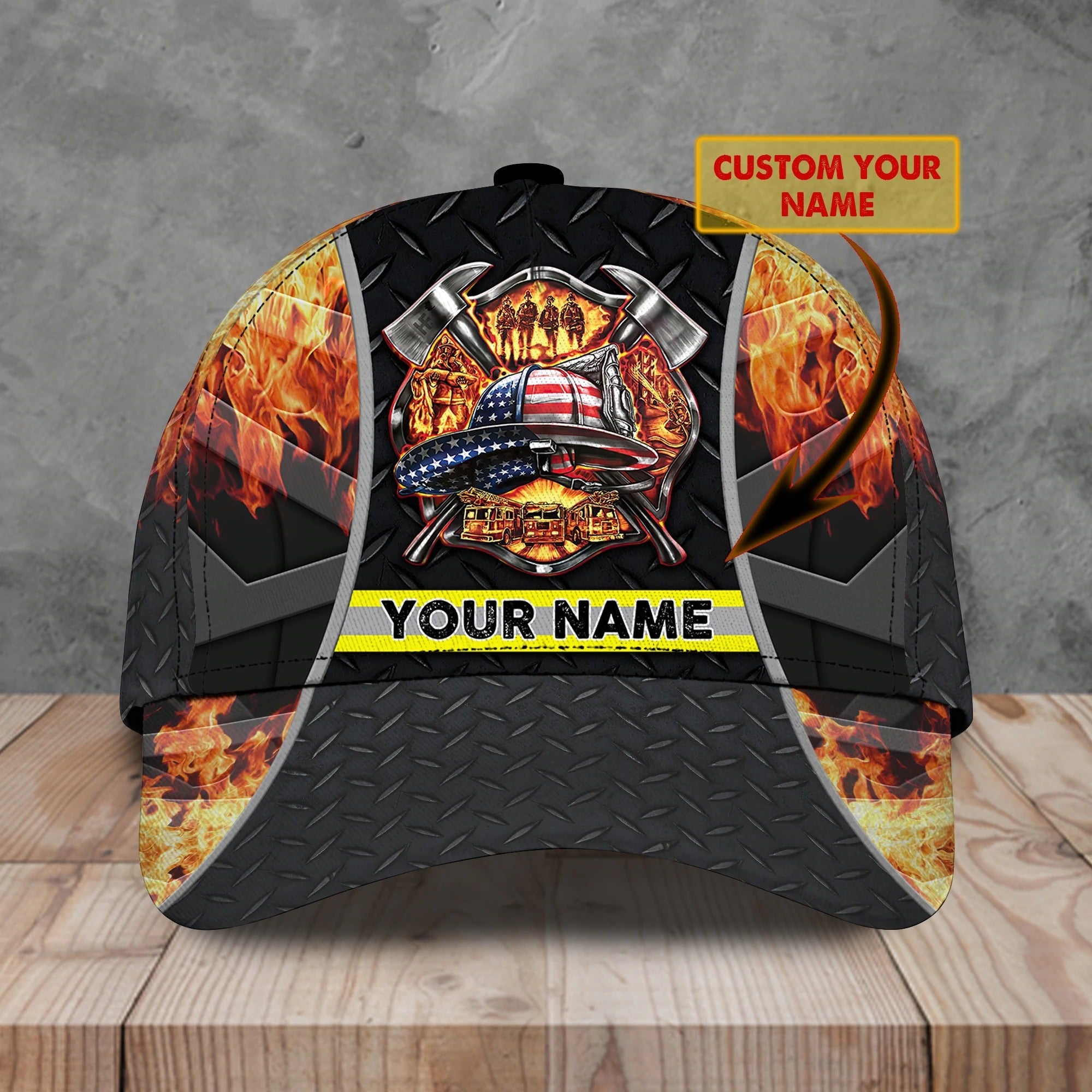Personalized Firefighter 3D Full Print Baseball Cap Hat/ Fire Man Cap Hat/ Gift To Fireman Husband