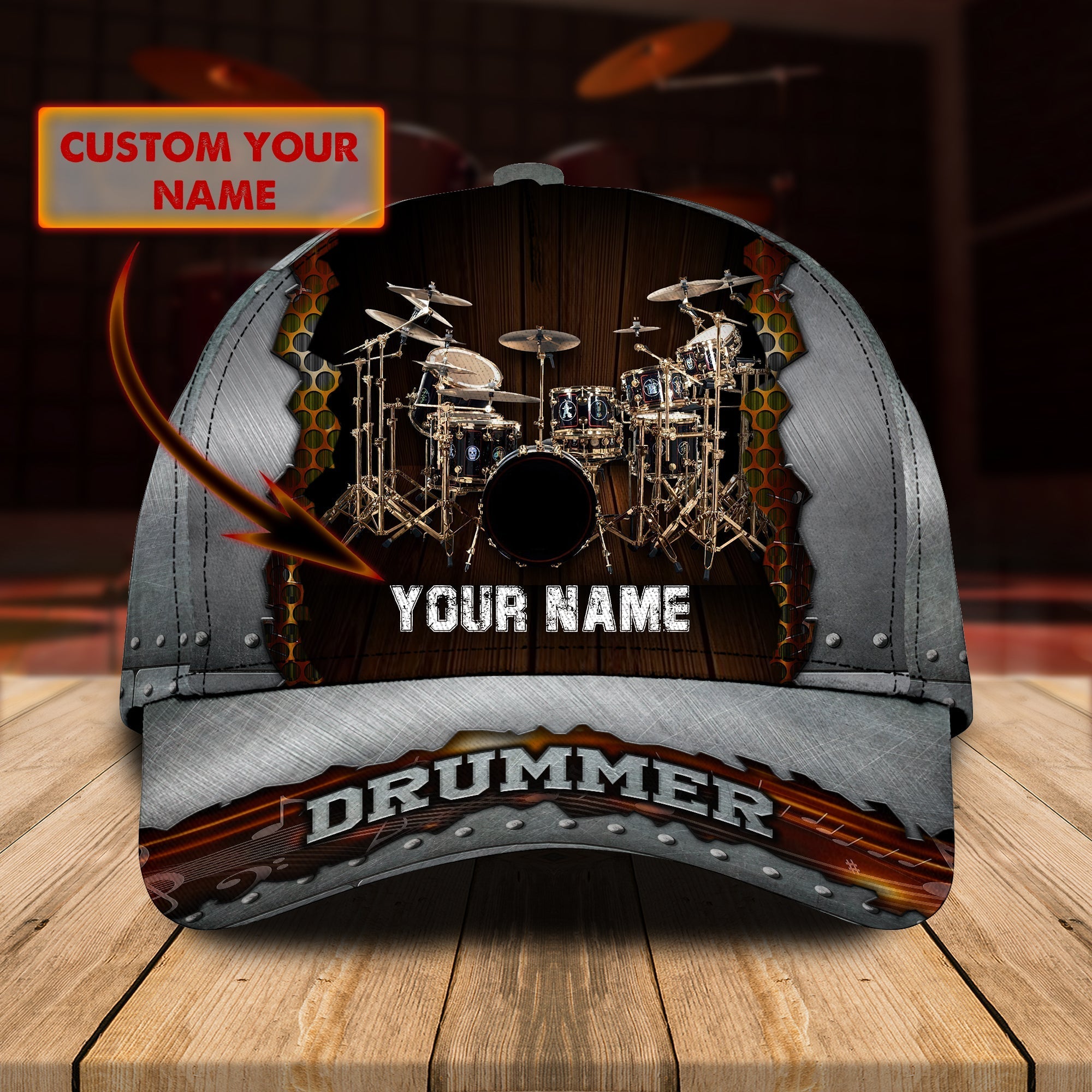 Personalized Drummer Cap Hat/ 3D Baseball Cap Hat For Drummer/ Drum Cap/ Drum Hat/ Gift To Drummer