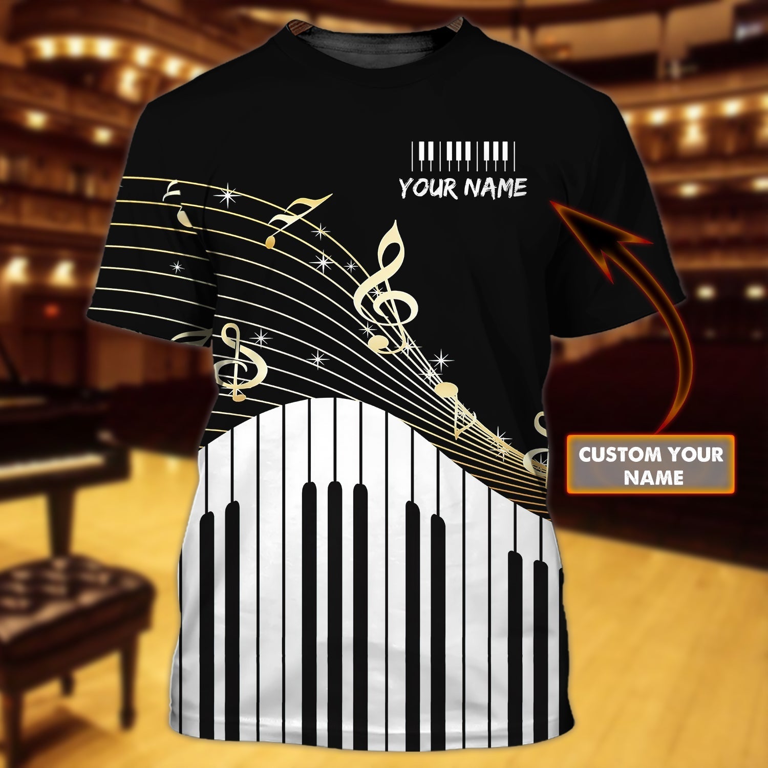 Customized 3D All Over Printed T Shirt For Pianist/ Piano Tshirt/ Musican Shirt/ Music Lover T Shirt