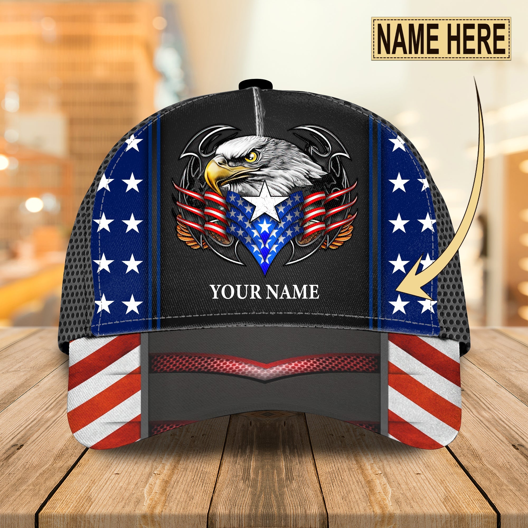 Customized With Name 3D Full Printed Patriotic Cap Hat/ Eagle American Flag Baseball Cap Hat/ Independence Day Cap Hat