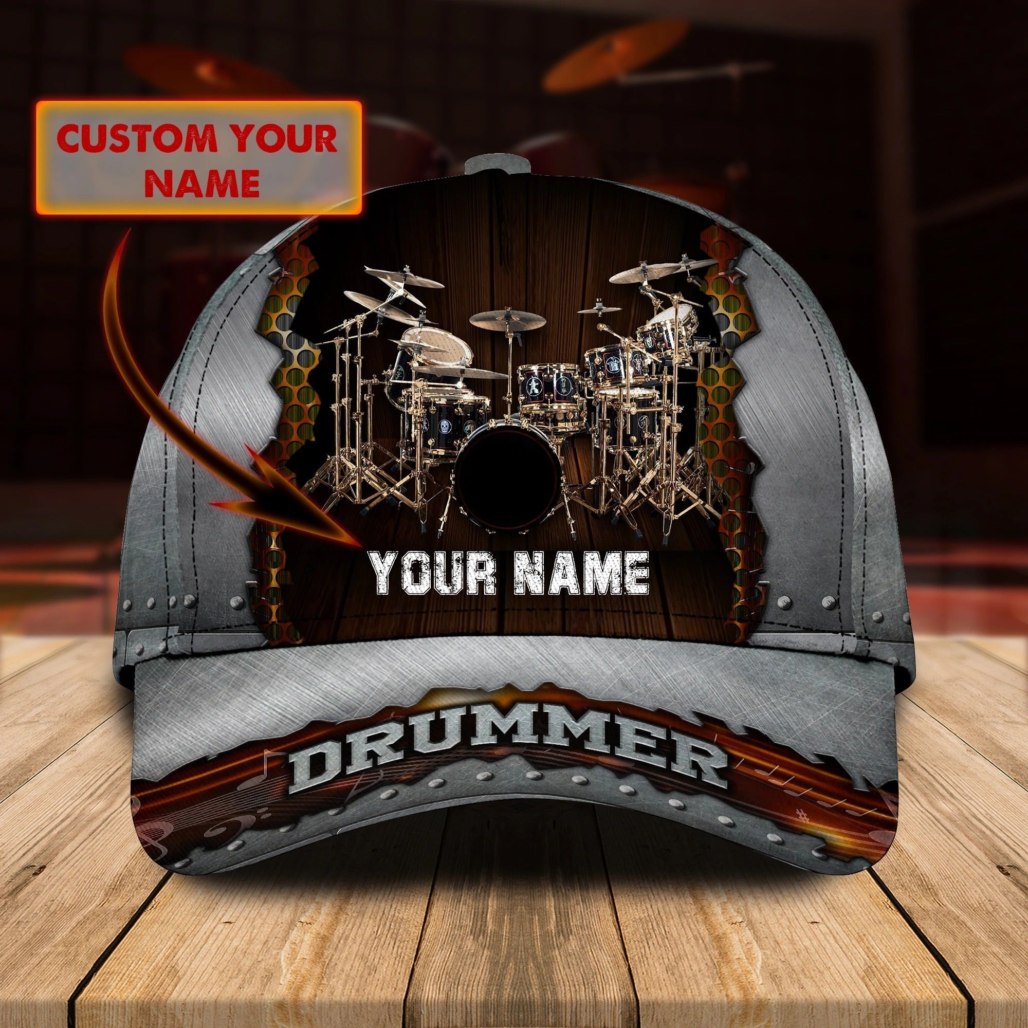 Custom Baseball 3D Cap Hat For Drummer/ Drum Caps Hats/ Birthday Present To Drum Lovers/ Drummer Gifts