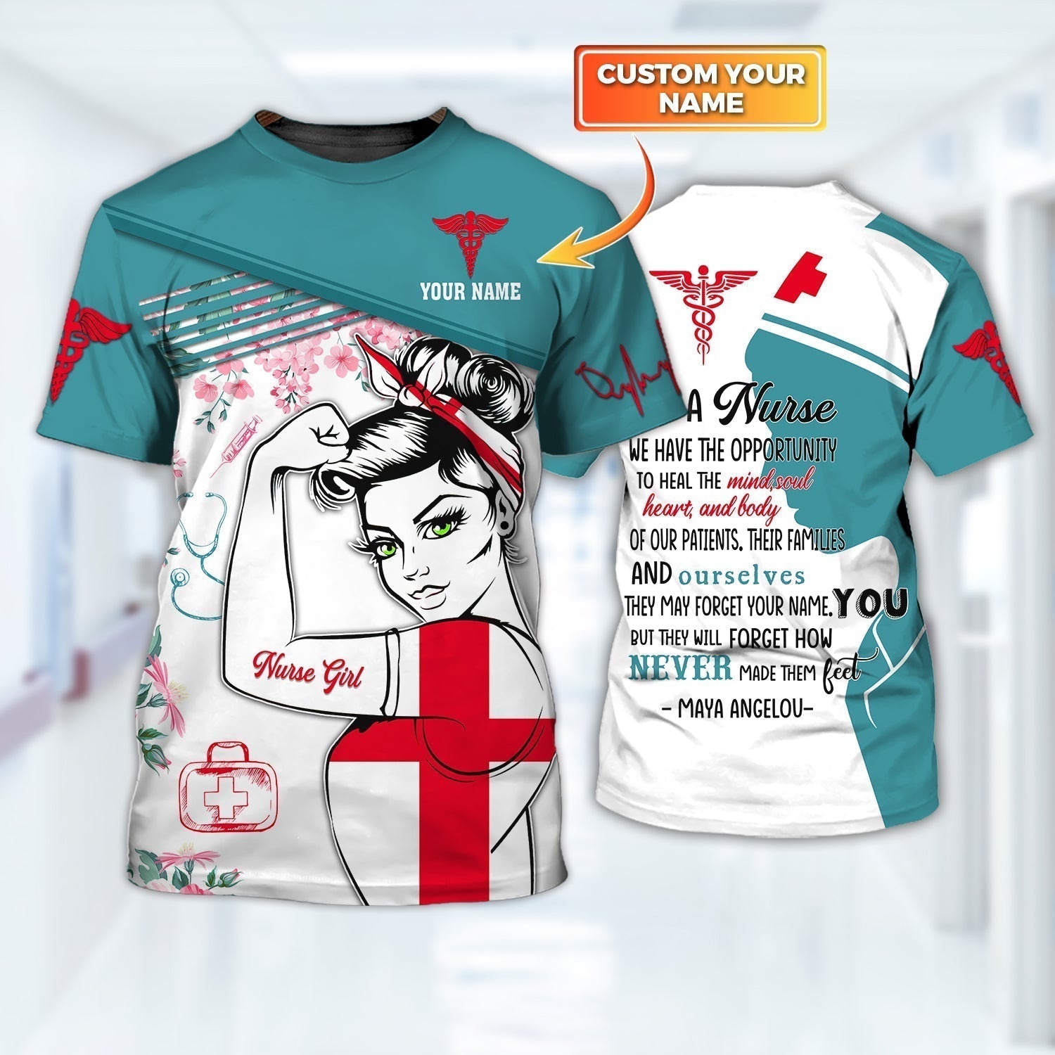 Custom 3D All Over Printed Beautiful Nurse Shirts Poem On Nurse Shirt Women Nurse Shirts