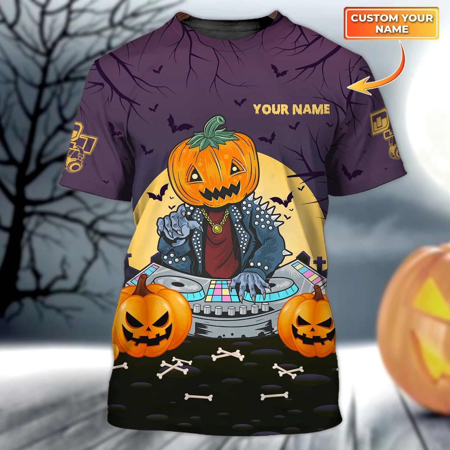 Custom Skull DJ Shirt/ Skull DJ Party 3D All Over Print Tshirt Men Women/ Funny Halloween DJ Gift