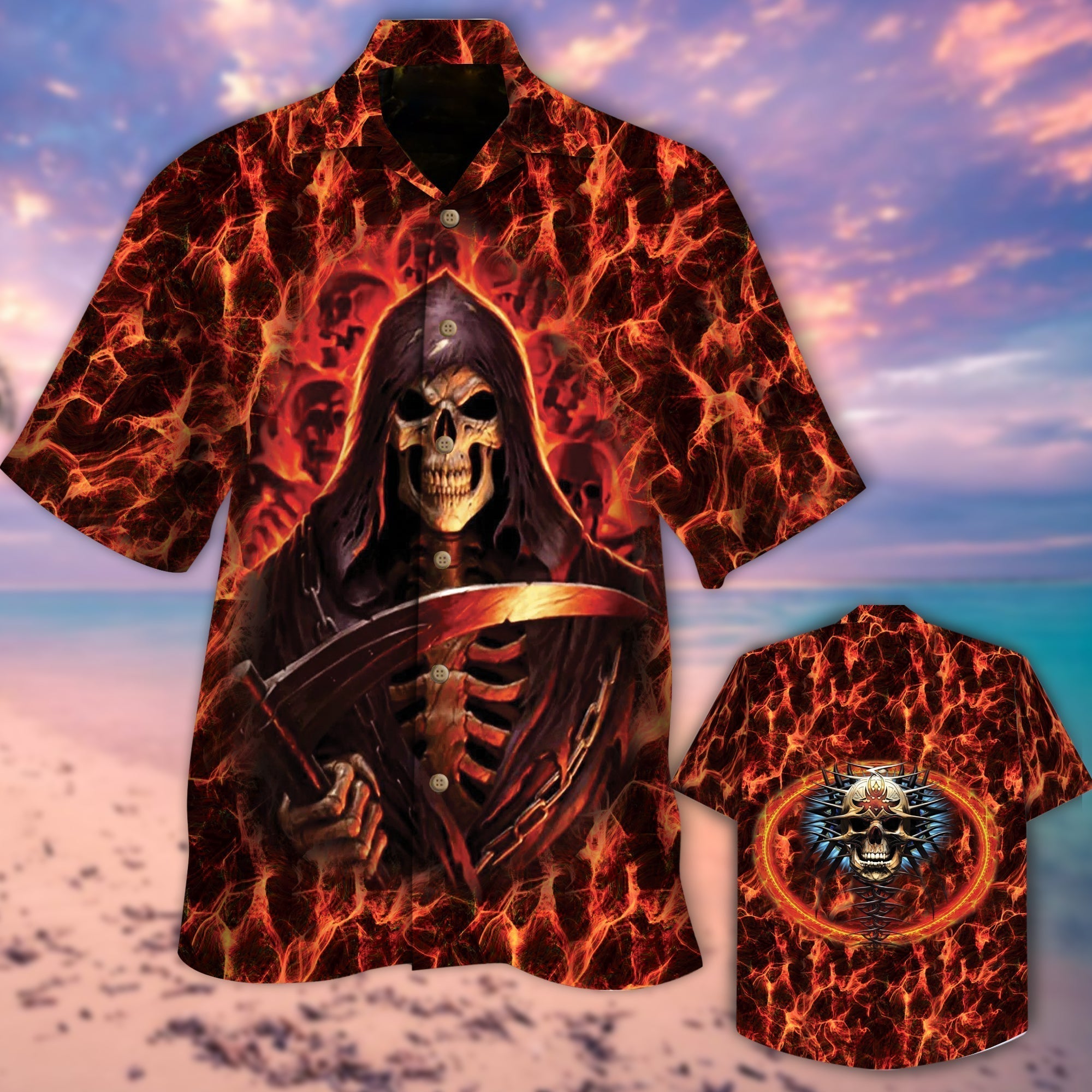 Skull Hook Fir  Hawaiian Shirt/ Hawaii Shirt For Halloween