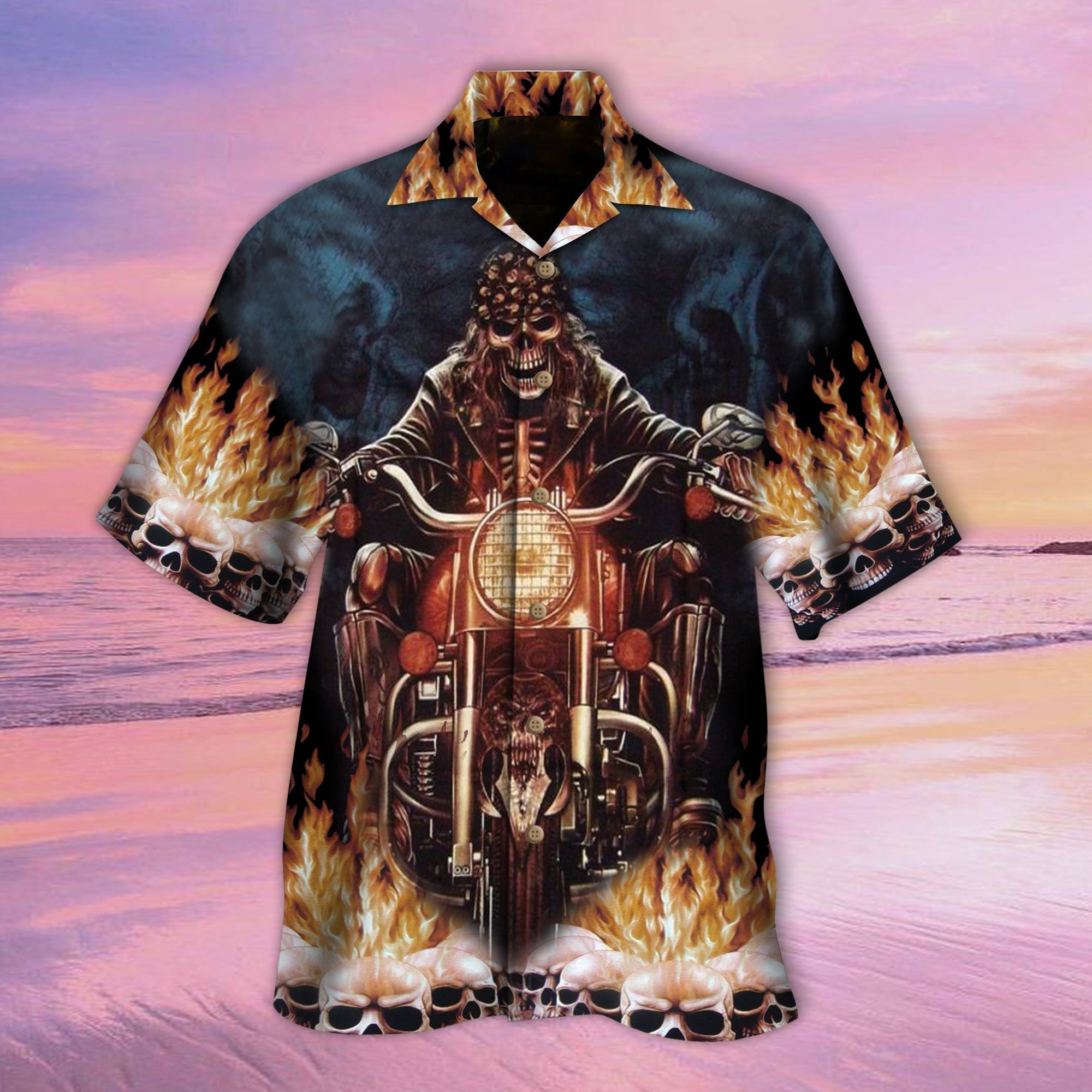 Ghost Rider Skull Fire Night Hawaiian Shirt