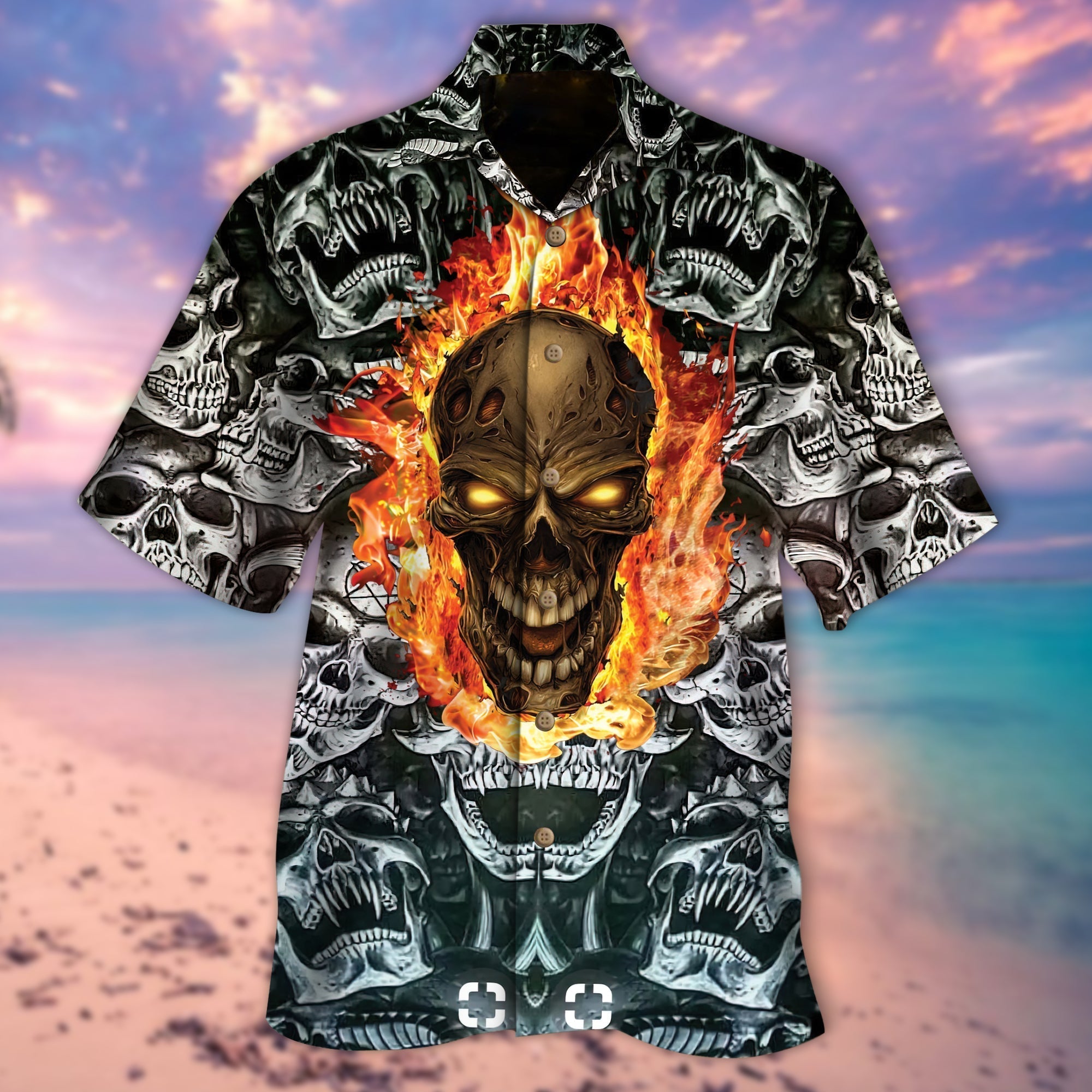 Ghost Rider Full Skulls All Over Printed 3D Hawaiian Shirt Ghost Skull Hawaii Shirts