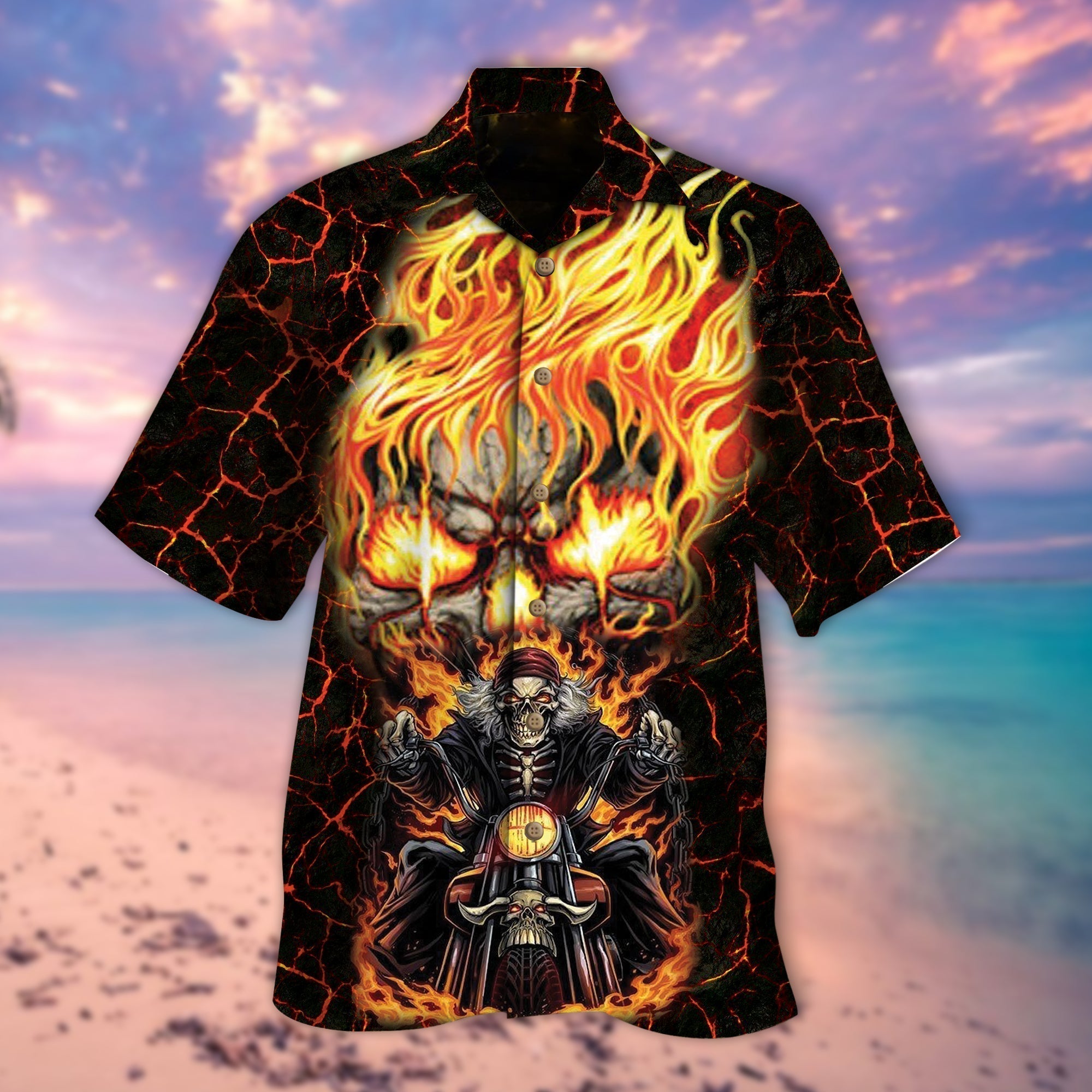 All Over Printed Ghost Rider Fire Hawaiian Shirts