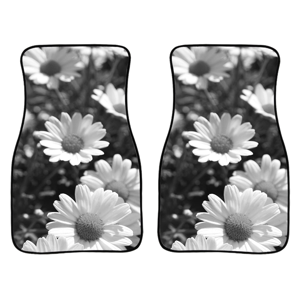 Monochrome Daisy Flower Print Front And Back Car Floor Mats/ Front Car Mat