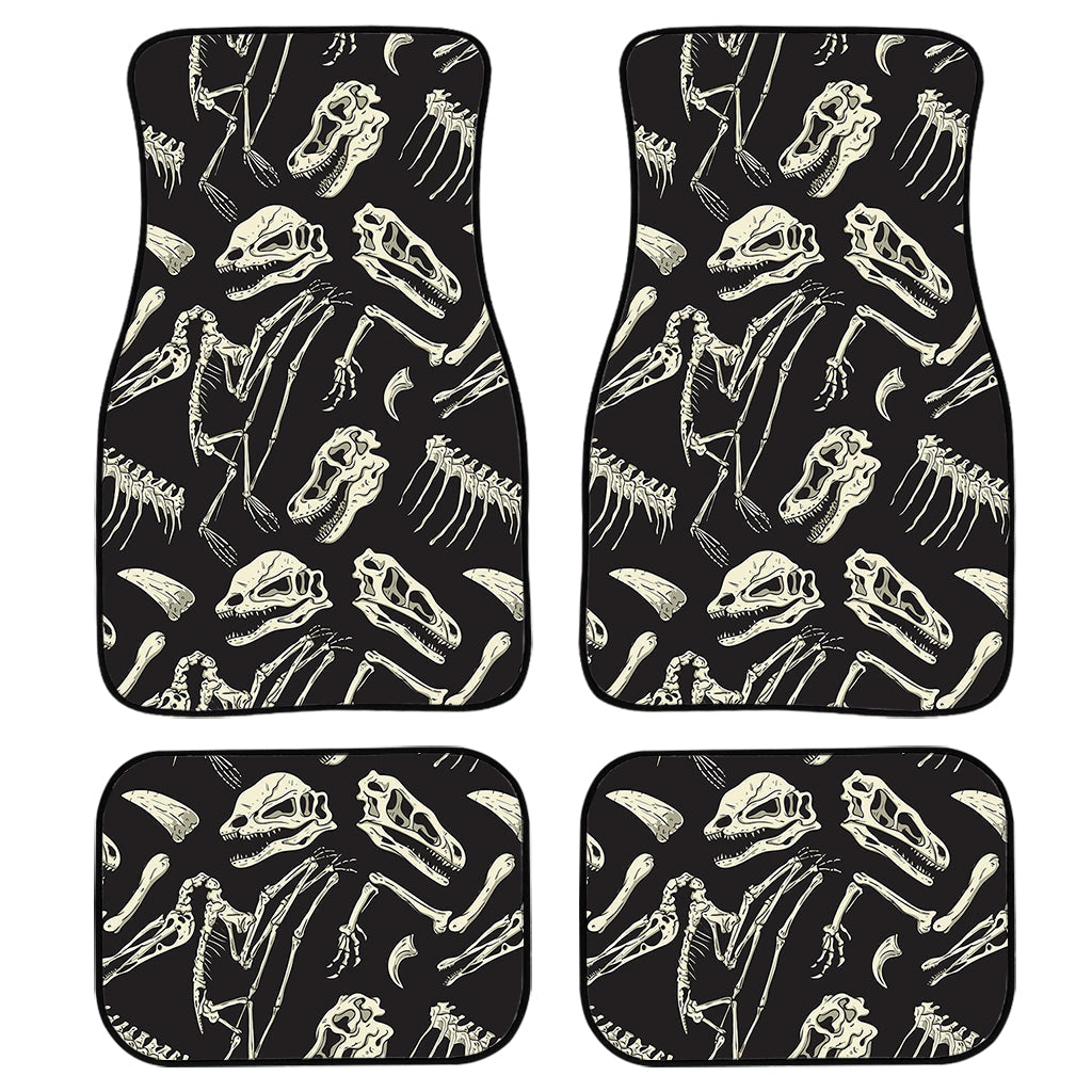Monochrome Dinosaur Fossil Pattern Print Front And Back Car Floor Mats/ Front Car Mat