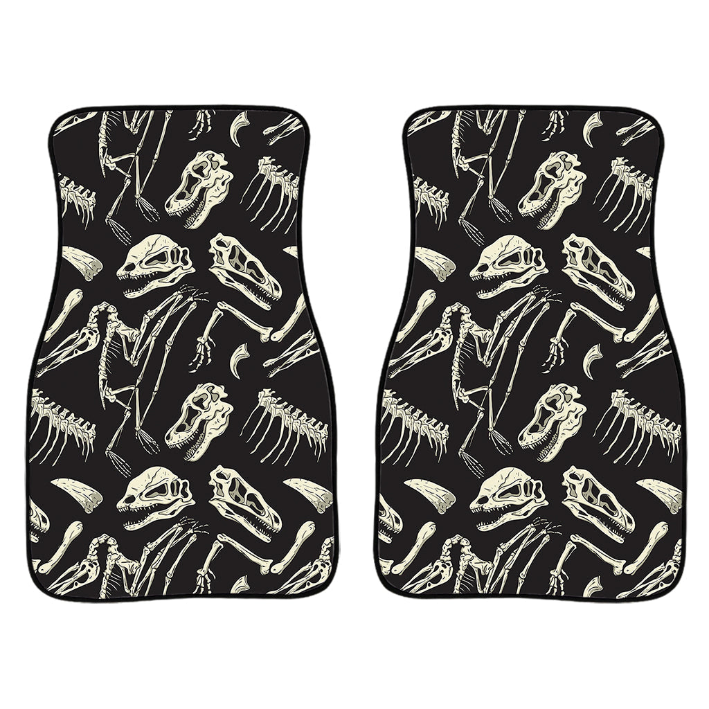 Monochrome Dinosaur Fossil Pattern Print Front And Back Car Floor Mats/ Front Car Mat