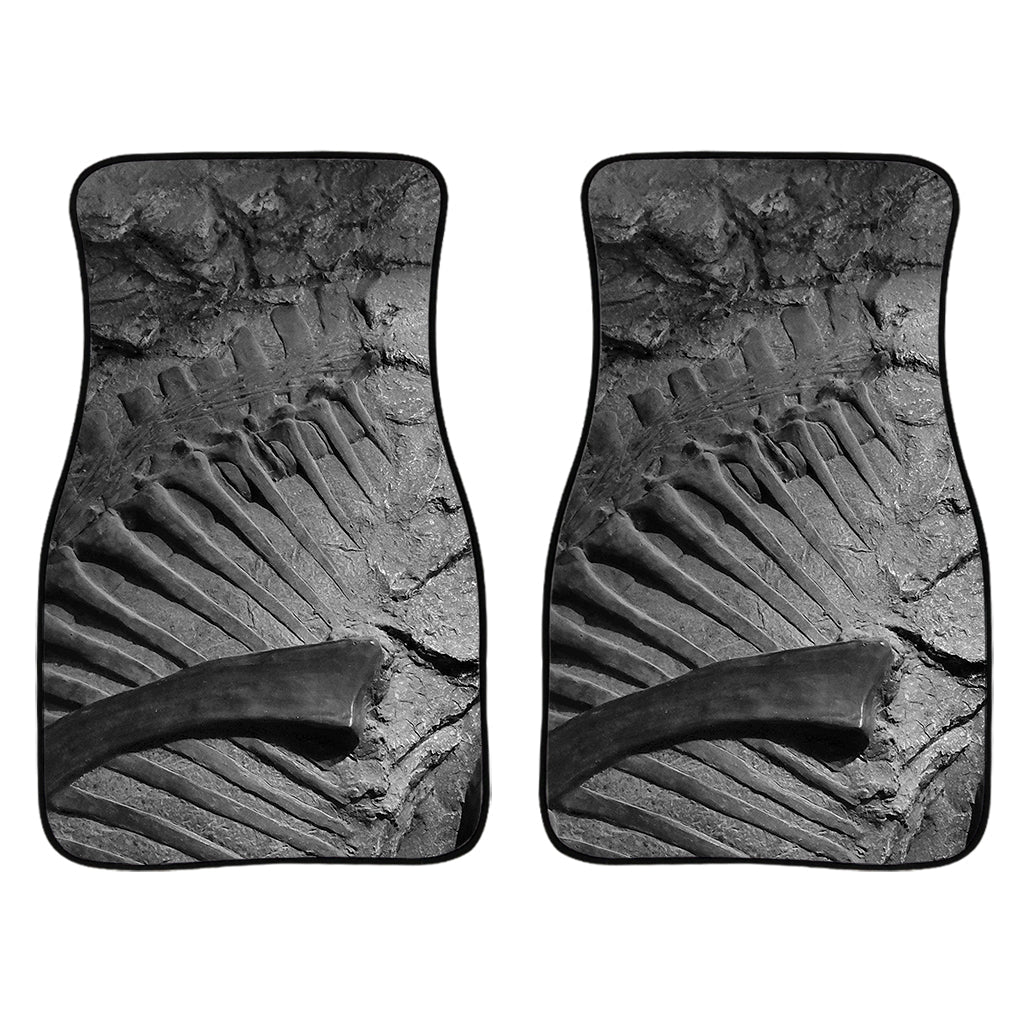Monochrome Dinosaur Fossil Print Front And Back Car Floor Mats/ Front Car Mat