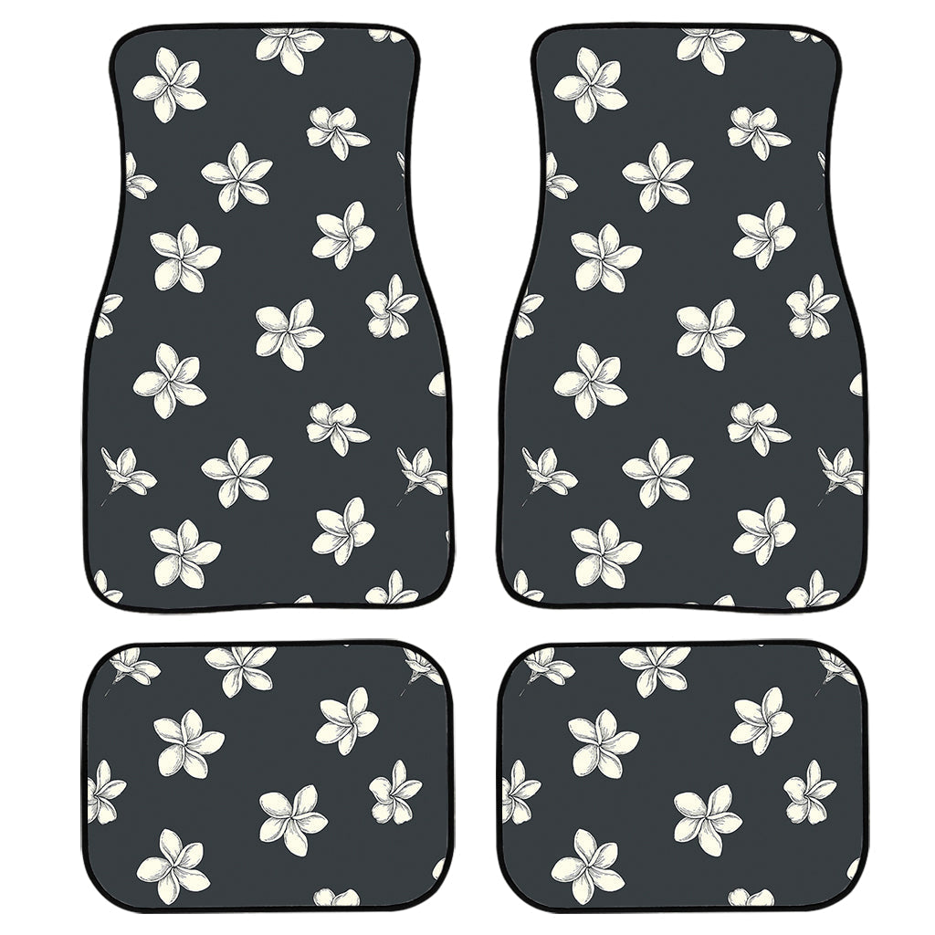 Monochrome Plumeria Pattern Print Front And Back Car Floor Mats/ Front Car Mat
