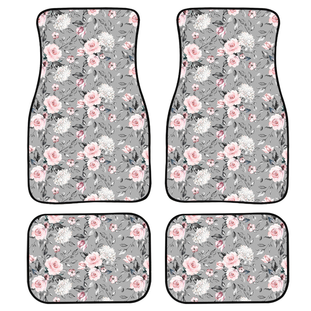 Monochrome Spring Floral Print Front And Back Car Floor Mats/ Front Car Mat