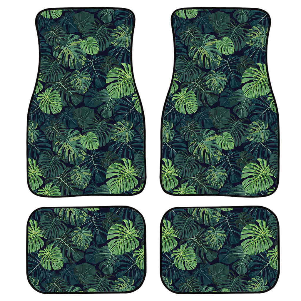 Monstera Palm Leaves Pattern Print Front And Back Car Floor Mats/ Front Car Mat