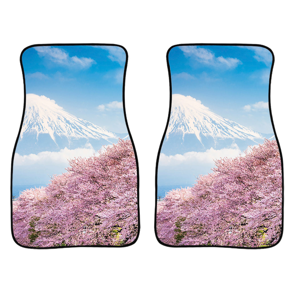 Mount Fuji And Cherry Blossom Print Front And Back Car Floor Mats/ Front Car Mat