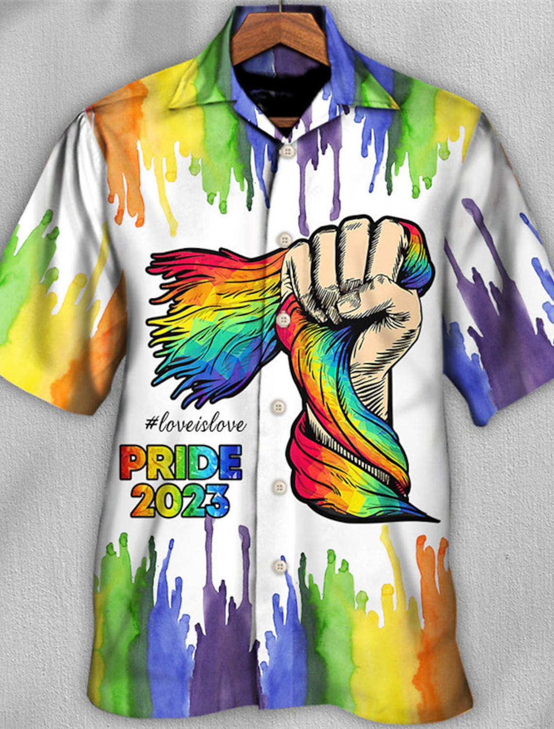 Pride 2023 Men''s Shirt/ LGBT Hawaiian Shirt/ Summer Shirt