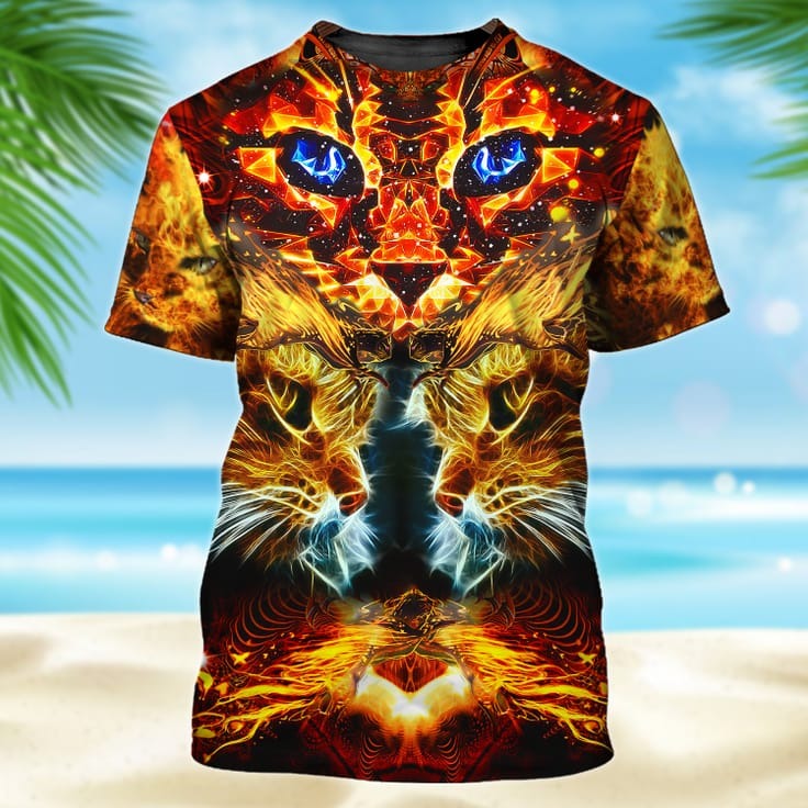 Cat Neon Yellow 3D Tshirt/ All Over Print Cat On Shirt