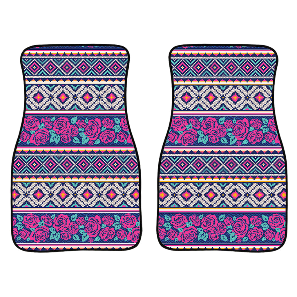 Native Tribal Ethnic Rose Pattern Print Front And Back Car Floor Mats/ Front Car Mat