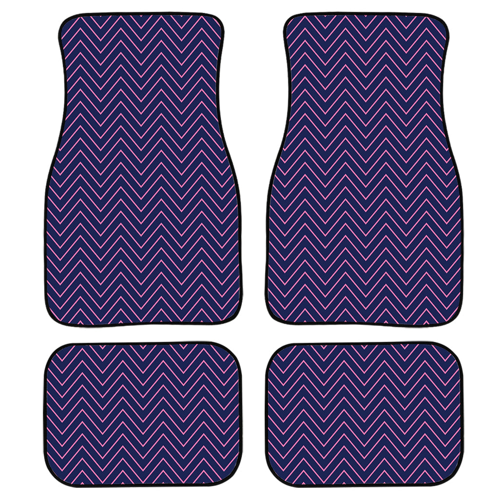 Navy And Pink Zigzag Pattern Print Front And Back Car Floor Mats/ Front Car Mat
